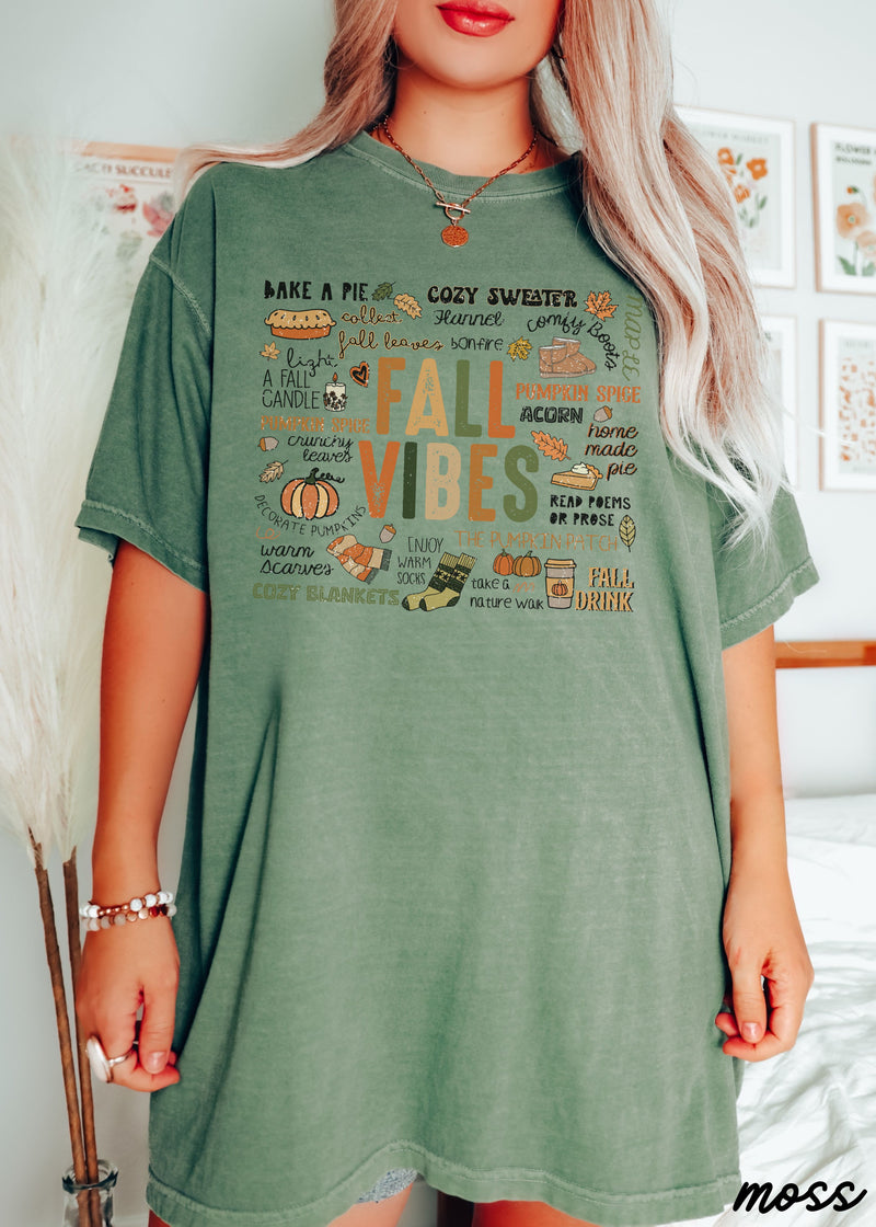 *Fall Vibes Collage Tee *8 Colors (S-3X)