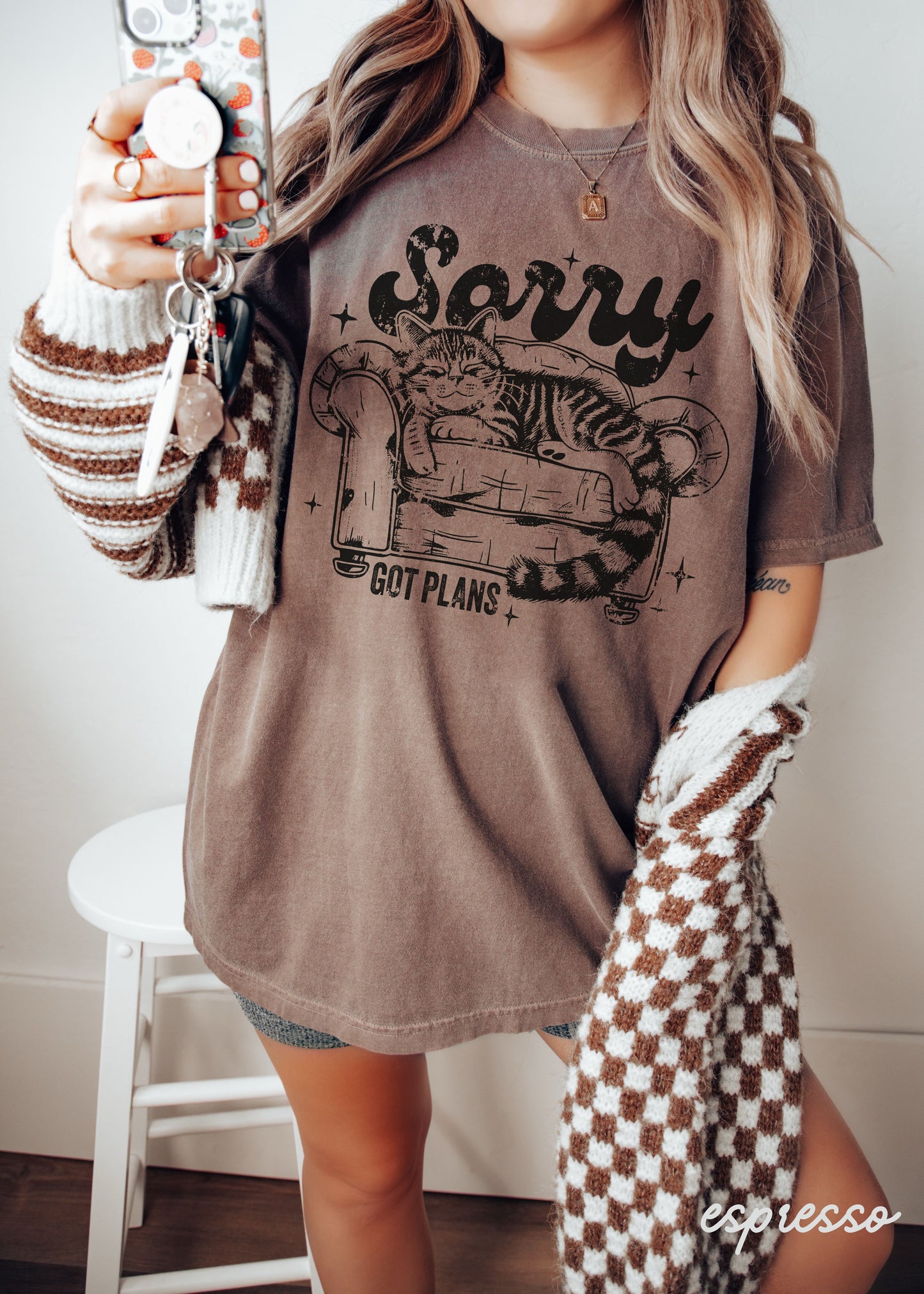 PRE-ORDER: Sorry I've Got Plans Cat Tee *11 Colors (S-3X)