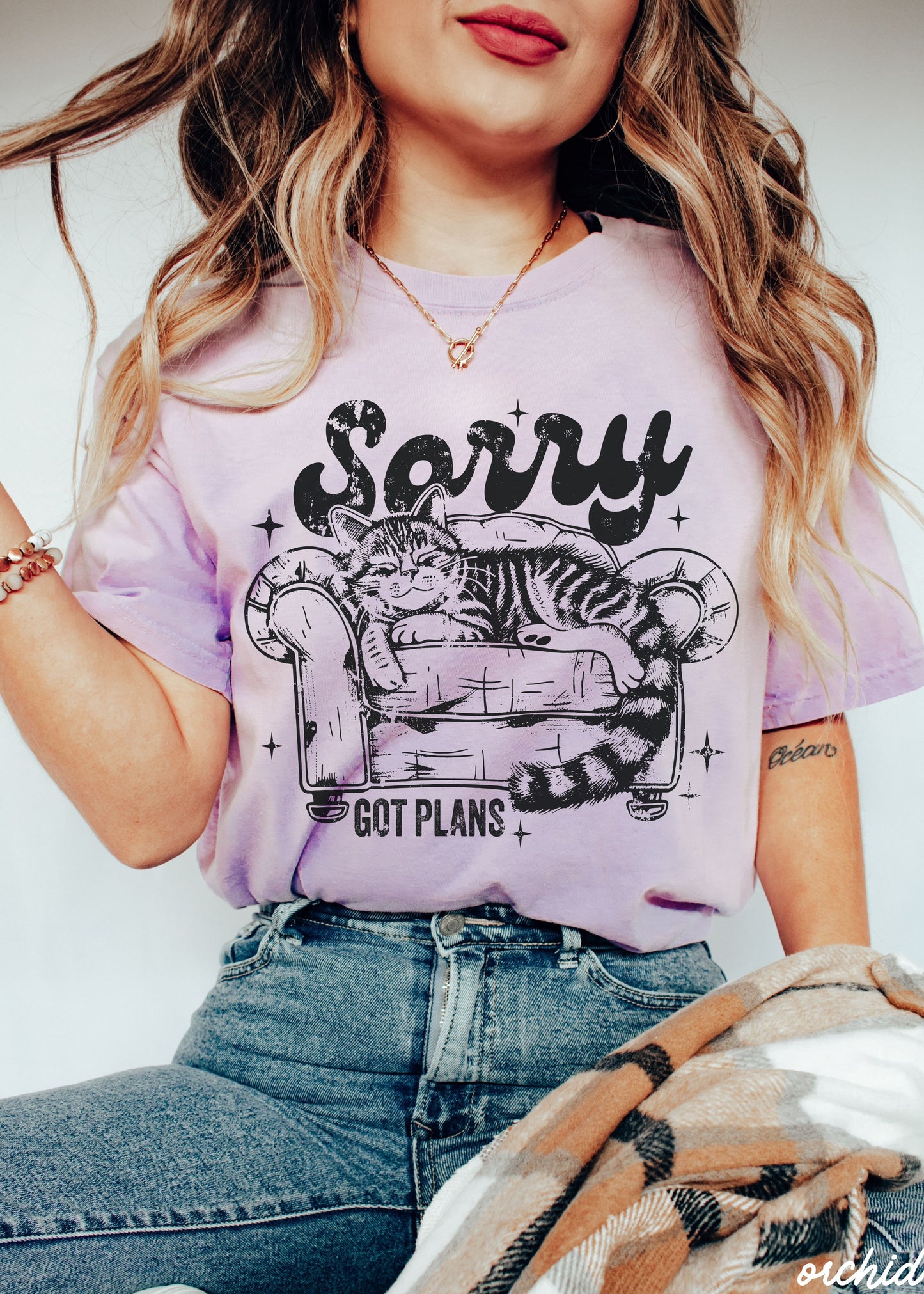 PRE-ORDER: Sorry I've Got Plans Cat Tee *11 Colors (S-3X)