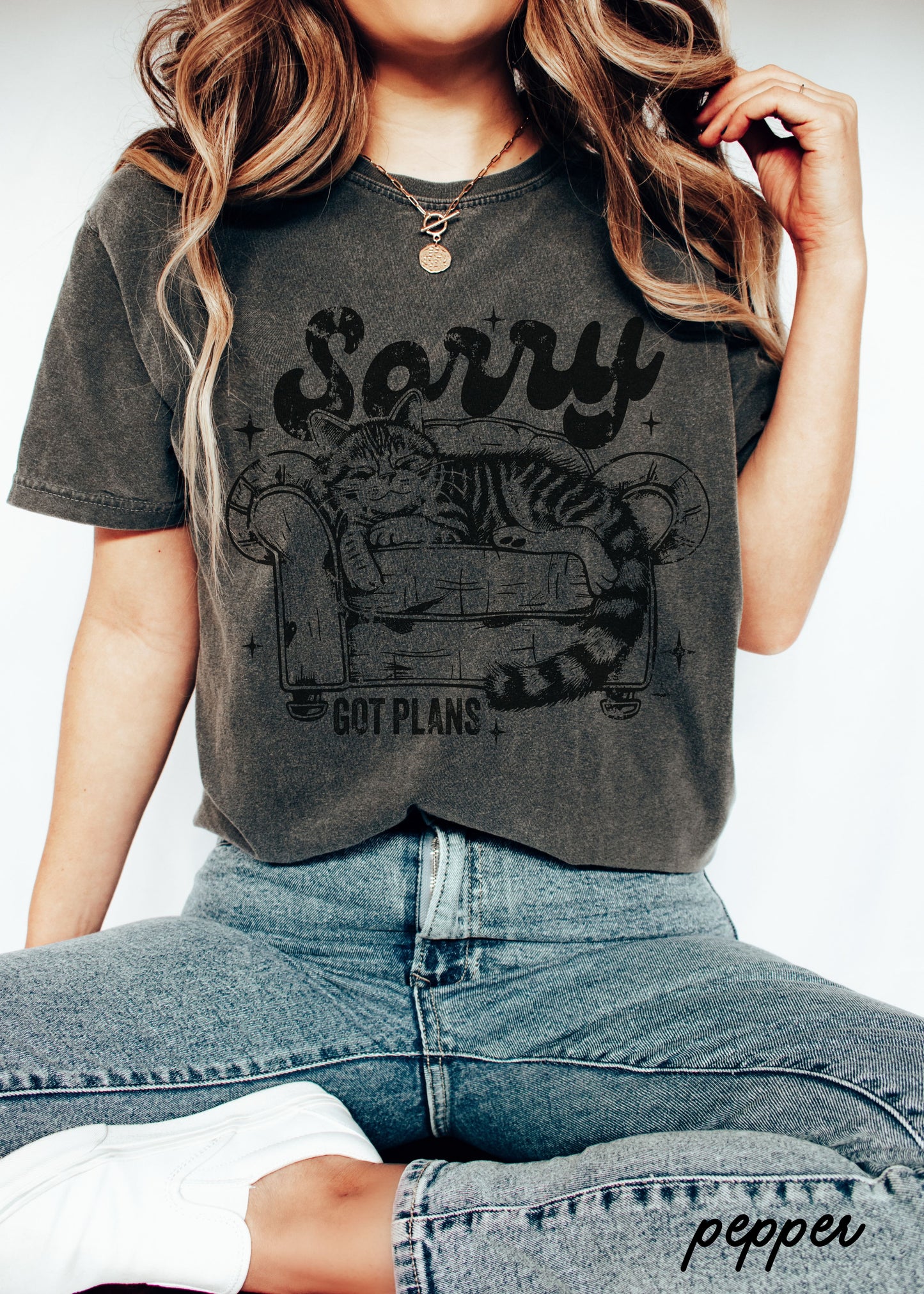 PRE-ORDER: Sorry I've Got Plans Cat Tee *11 Colors (S-3X)