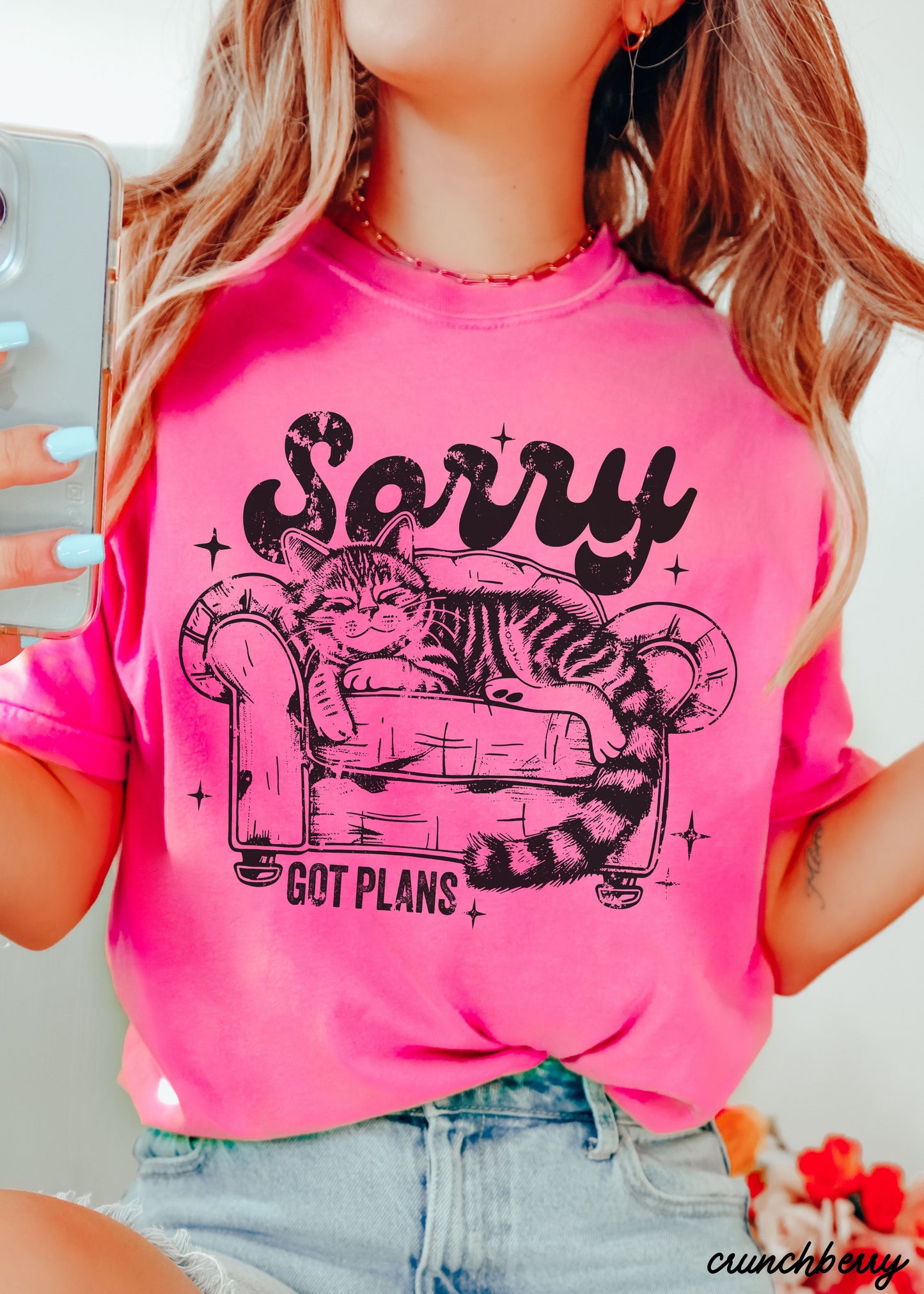 PRE-ORDER: Sorry I've Got Plans Cat Tee *11 Colors (S-3X)