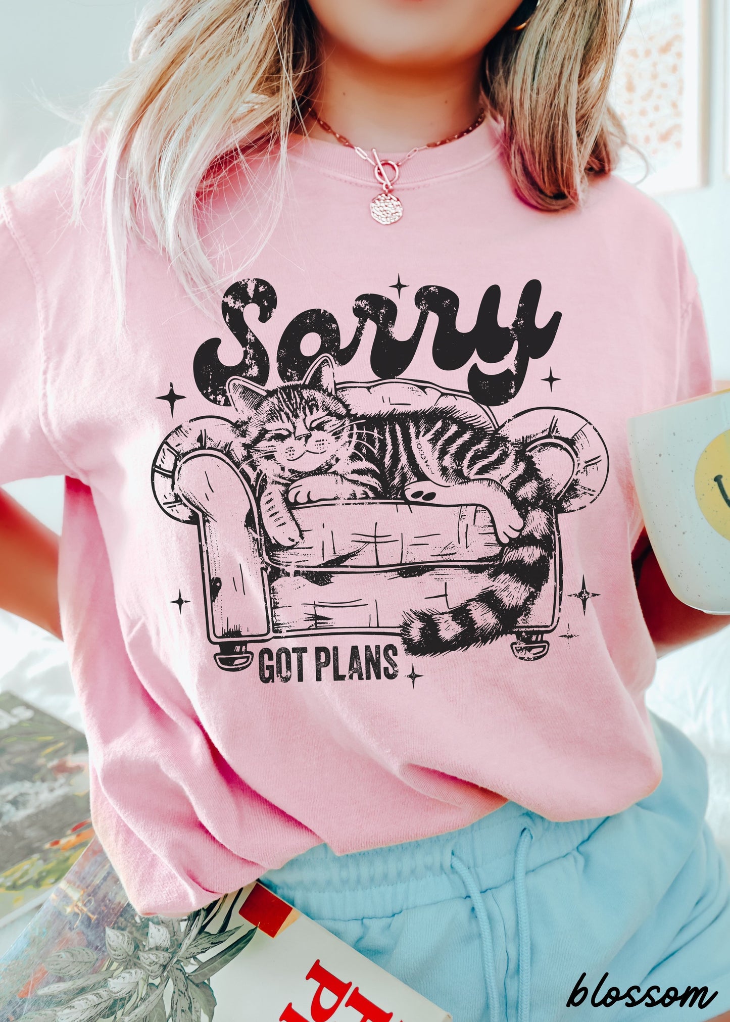 PRE-ORDER: Sorry I've Got Plans Cat Tee *11 Colors (S-3X)