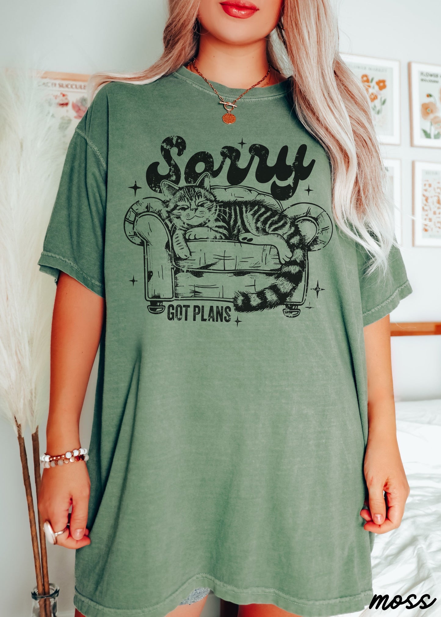 PRE-ORDER: Sorry I've Got Plans Cat Tee *11 Colors (S-3X)