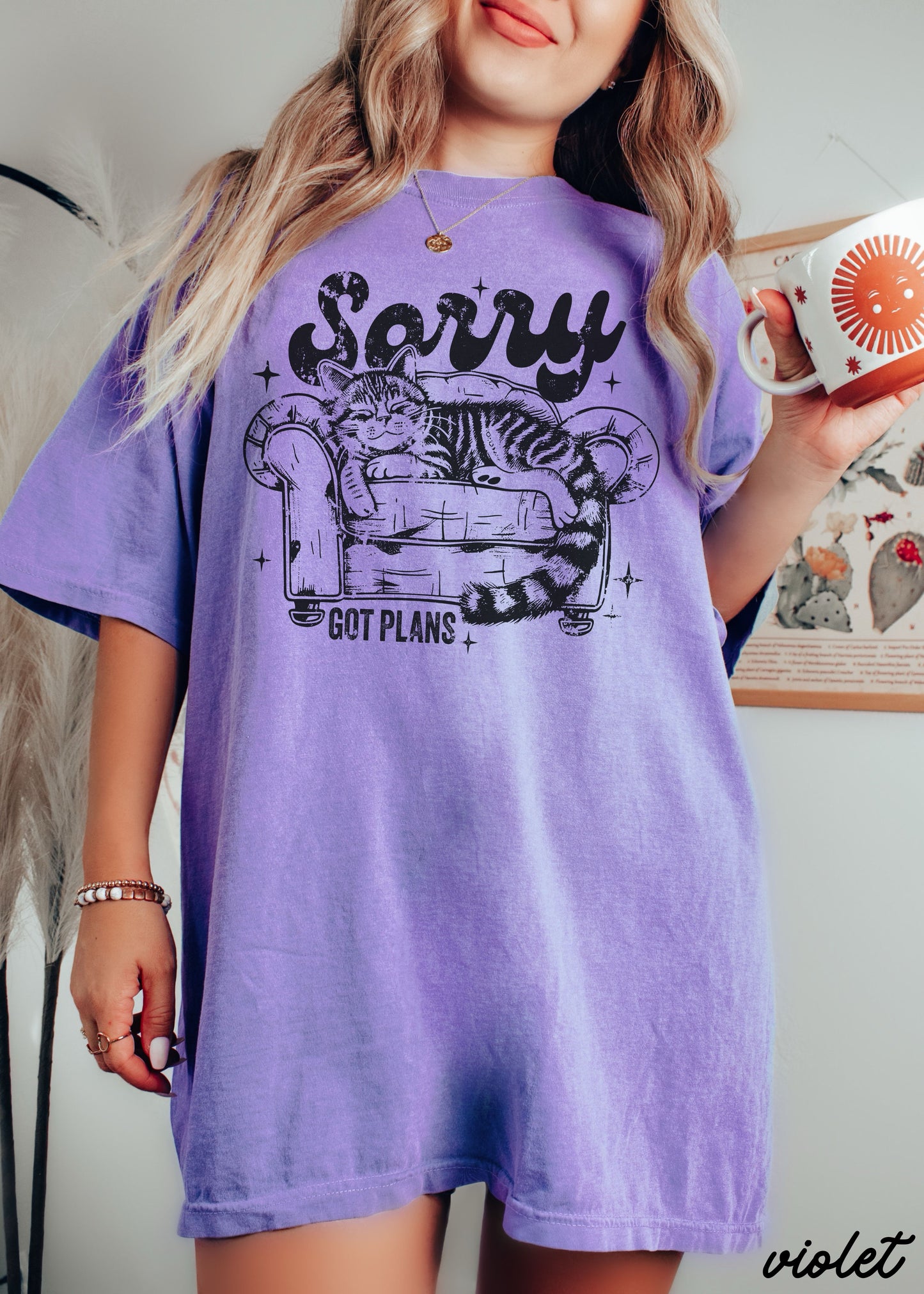 PRE-ORDER: Sorry I've Got Plans Cat Tee *11 Colors (S-3X)