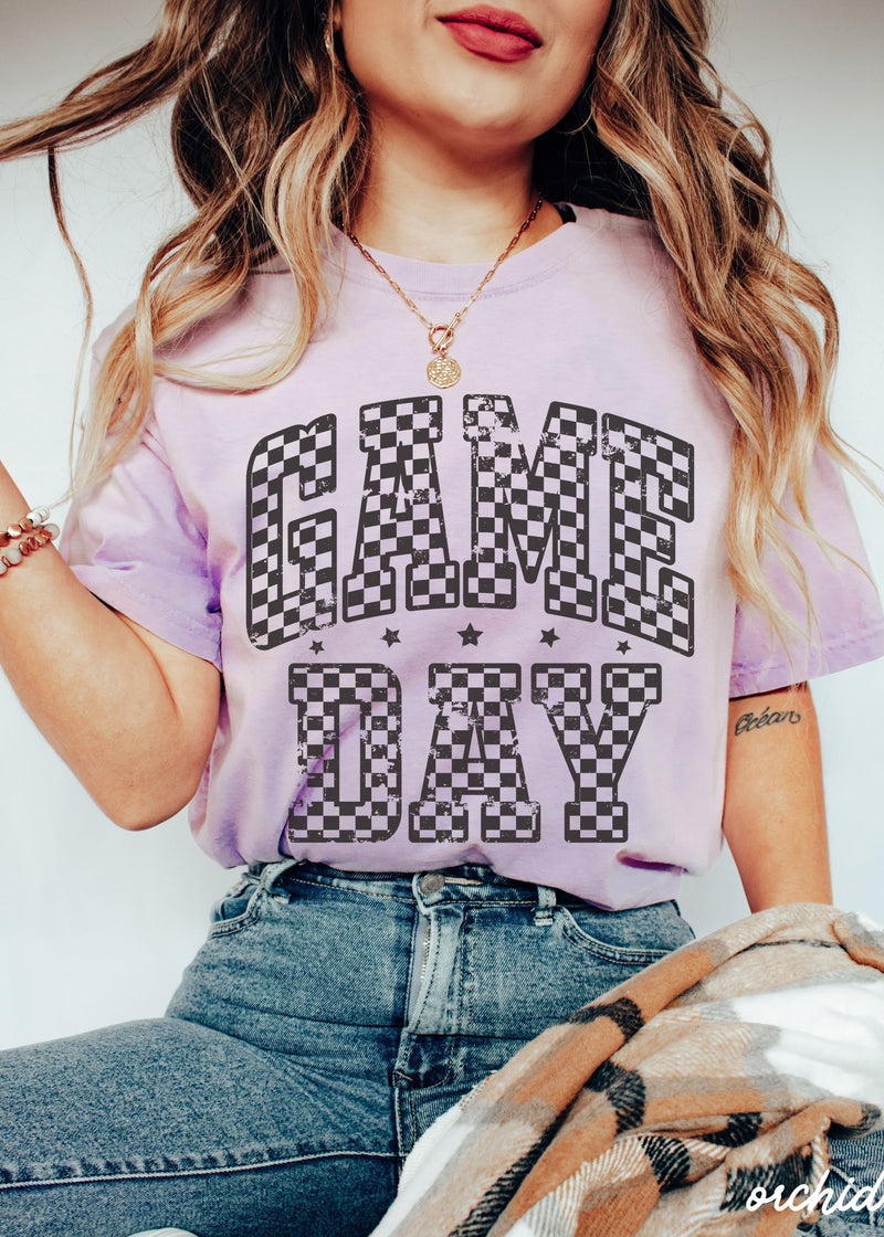 Pre-Order: Game Day Checkered Tee *12 Colors (S-3X)