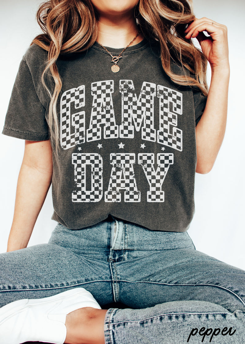 Pre-Order: Game Day Checkered Tee *12 Colors (S-3X)