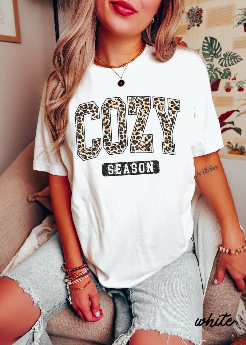 *Leopard Cozy Season Tee *7 Colors (S-3X)