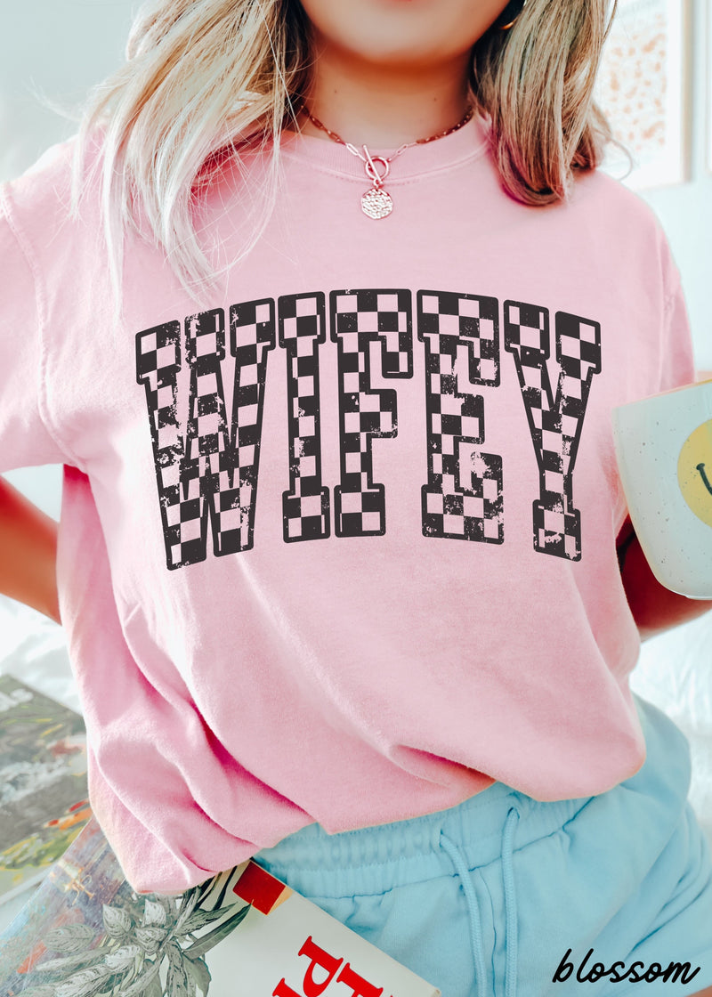 Pre-Order: Wifey Checkered Tee *12 Colors (S-3X)