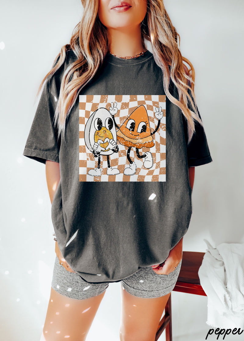 *Checkered Egg & Pie Tee *6 Colors (S-3X)