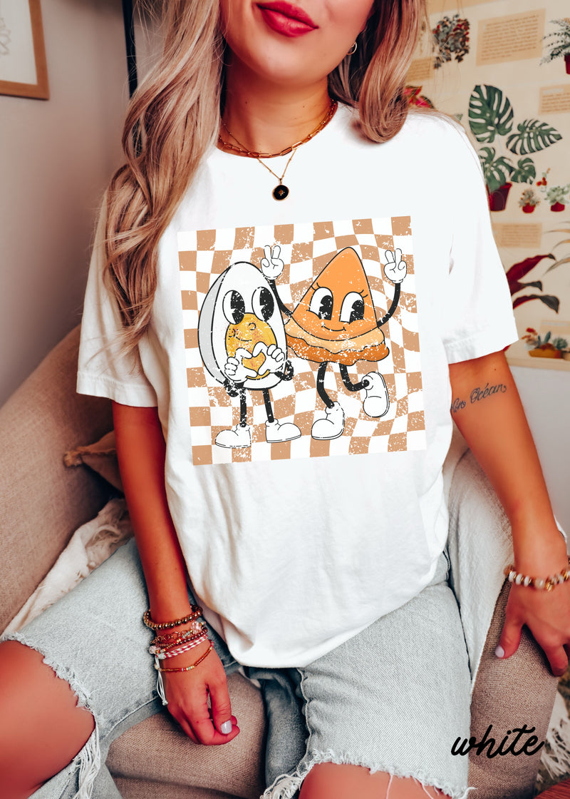 *Checkered Egg & Pie Tee *6 Colors (S-3X)