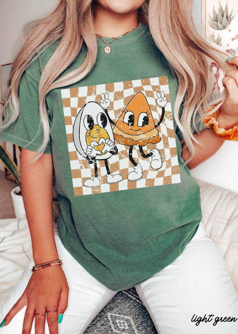 *Checkered Egg & Pie Tee *6 Colors (S-3X)