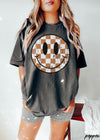 *Fall Checkered Happy Face Tee *6 Colors (S-3X)