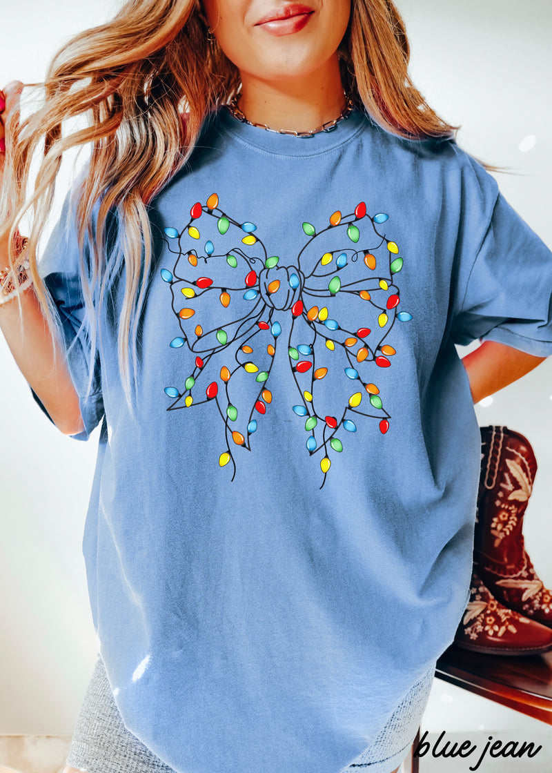 *Christmas Lights Coquette Tee *12 Colors (S-3X)