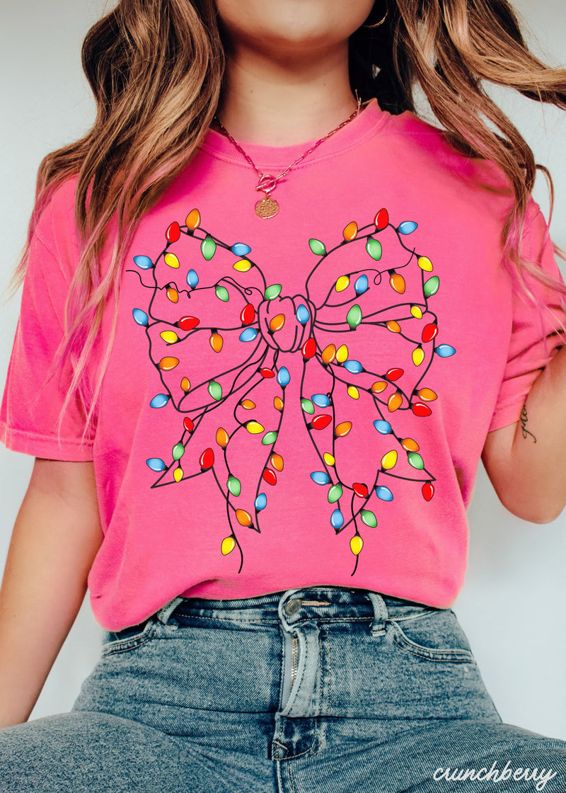 *Christmas Lights Coquette Tee *12 Colors (S-3X)