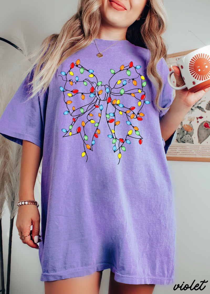 *Christmas Lights Coquette Tee *12 Colors (S-3X)