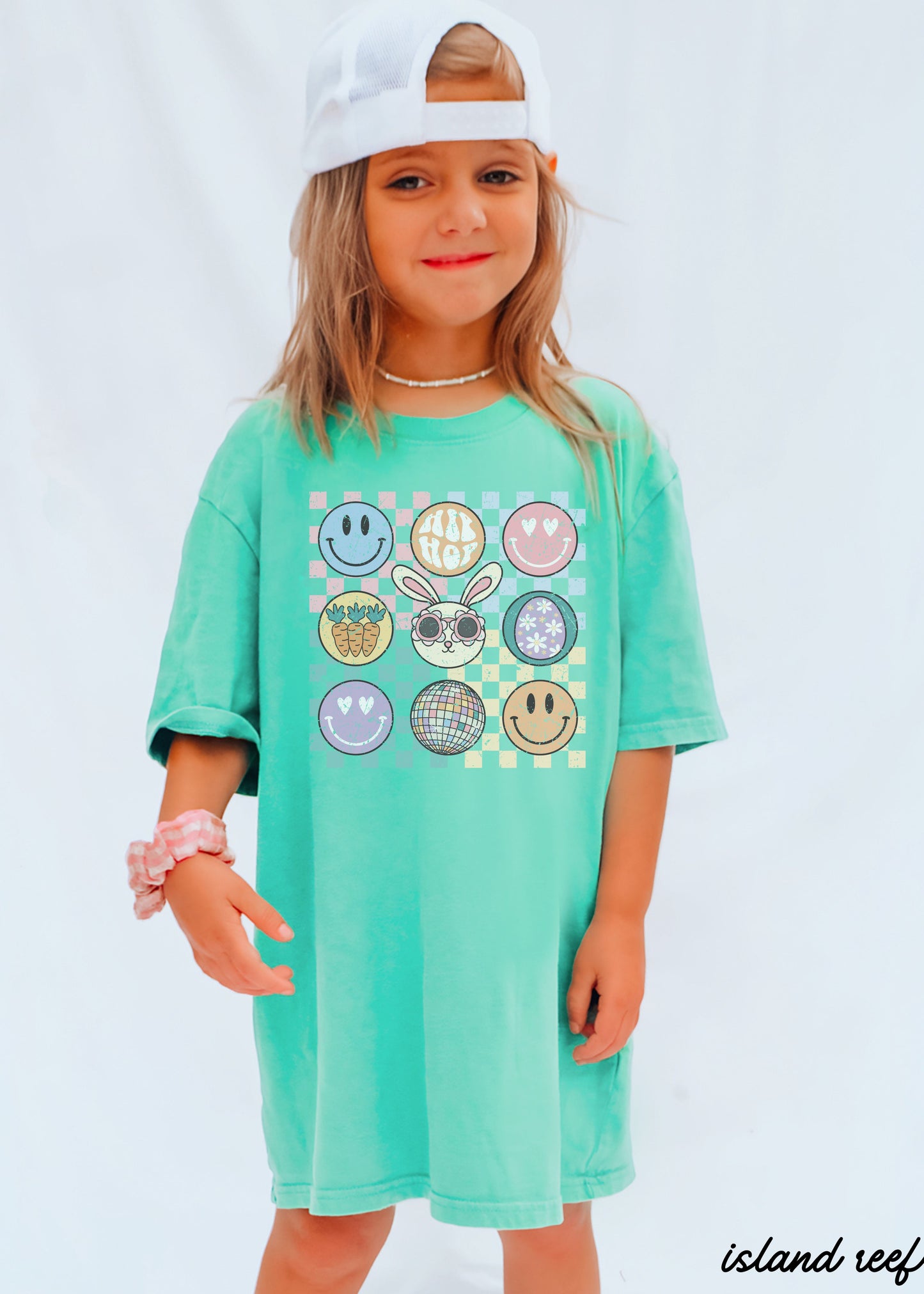 YOUTH Checkered Retro Easter Comfort Colors Tee *7 Colors (S-3X