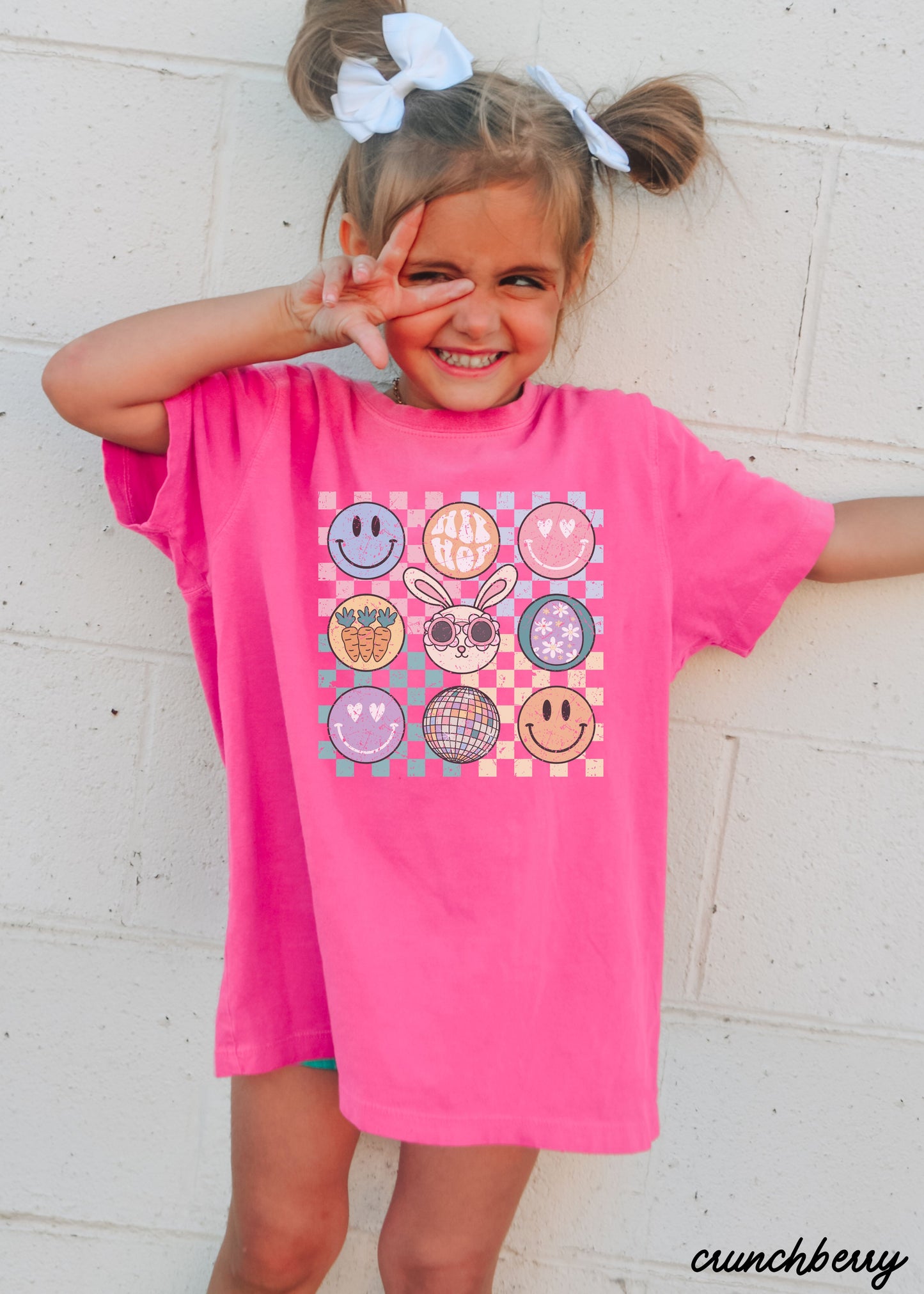 YOUTH Checkered Retro Easter Comfort Colors Tee *7 Colors (S-3X