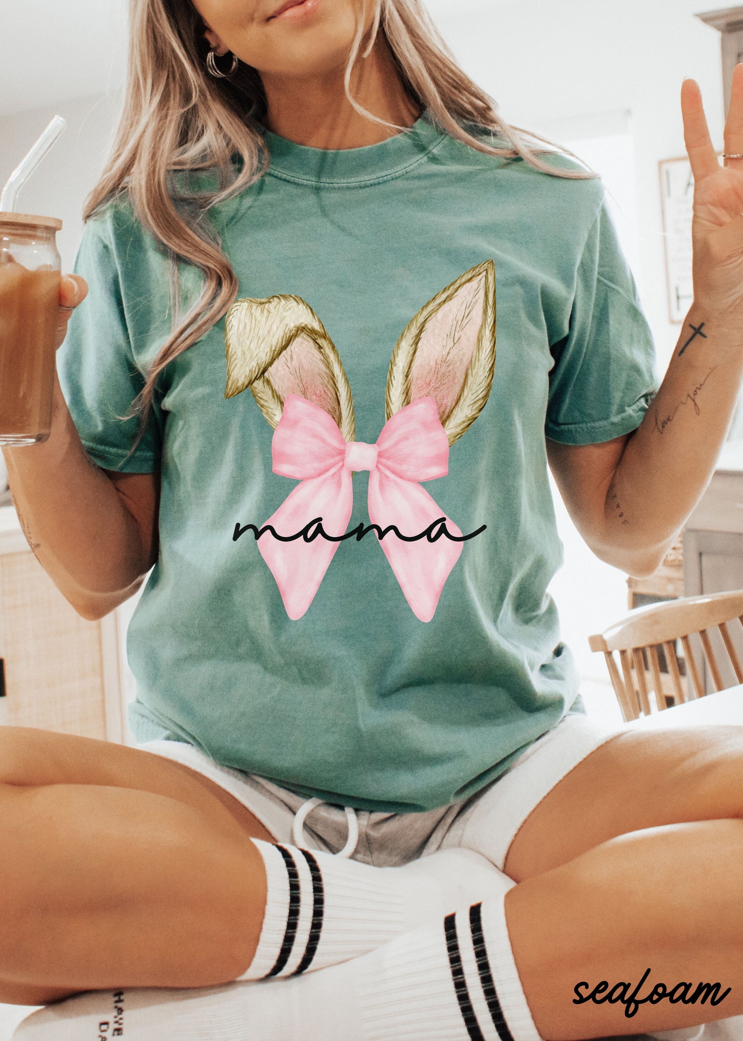 Personalized Coquette Bunny Ears Comfort Colors Tee *10 Colors (S-3X)