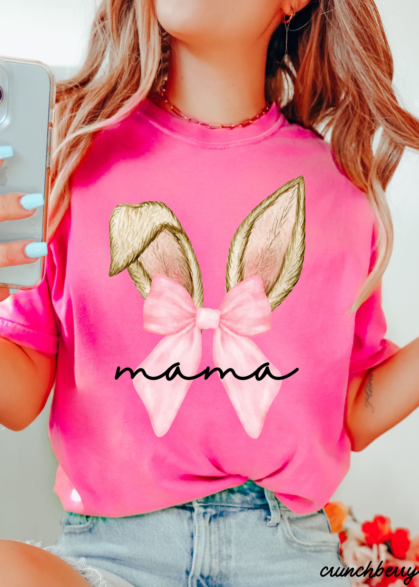Personalized Coquette Bunny Ears Comfort Colors Tee *10 Colors (S-3X)