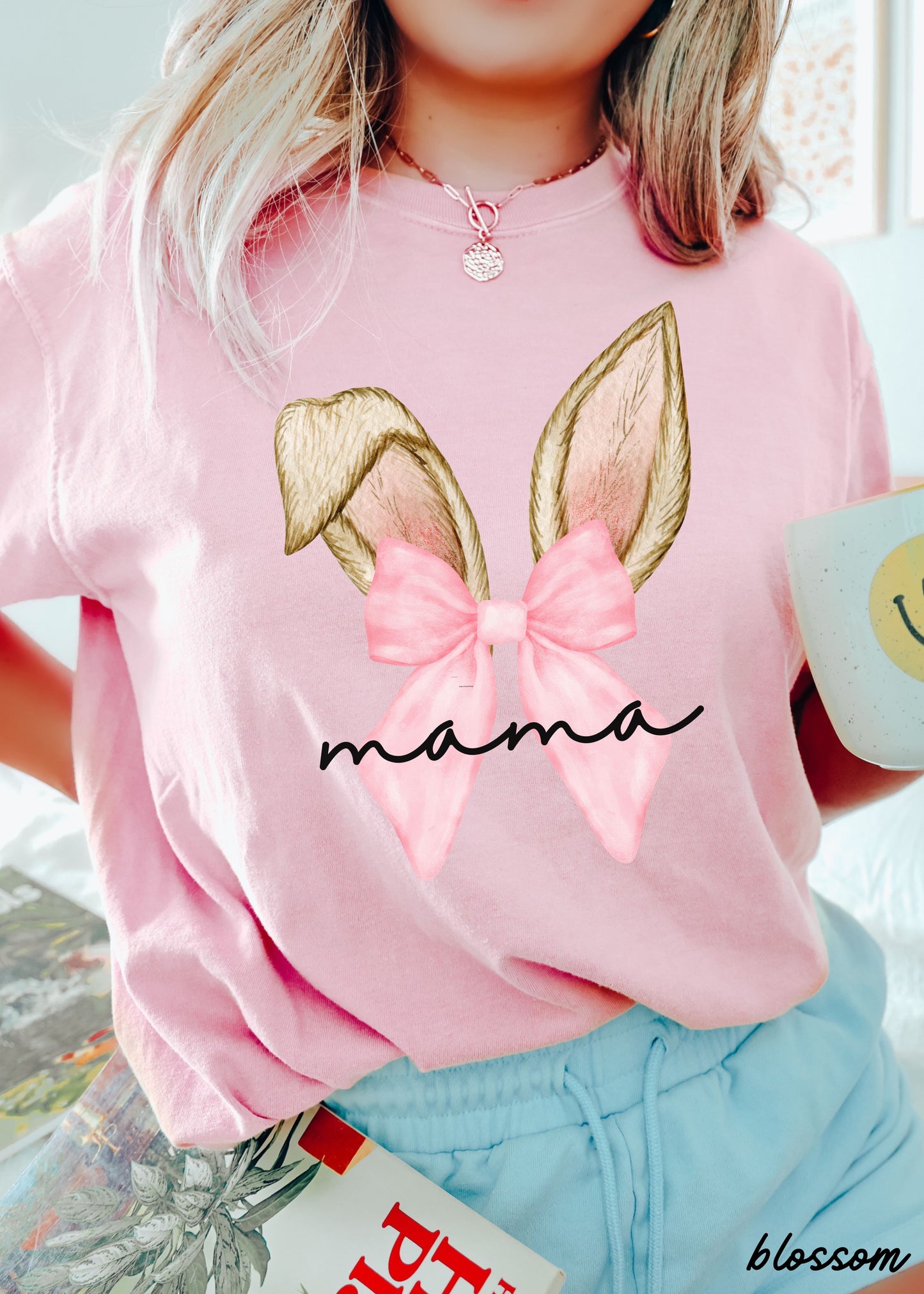 Personalized Coquette Bunny Ears Comfort Colors Tee *10 Colors (S-3X)