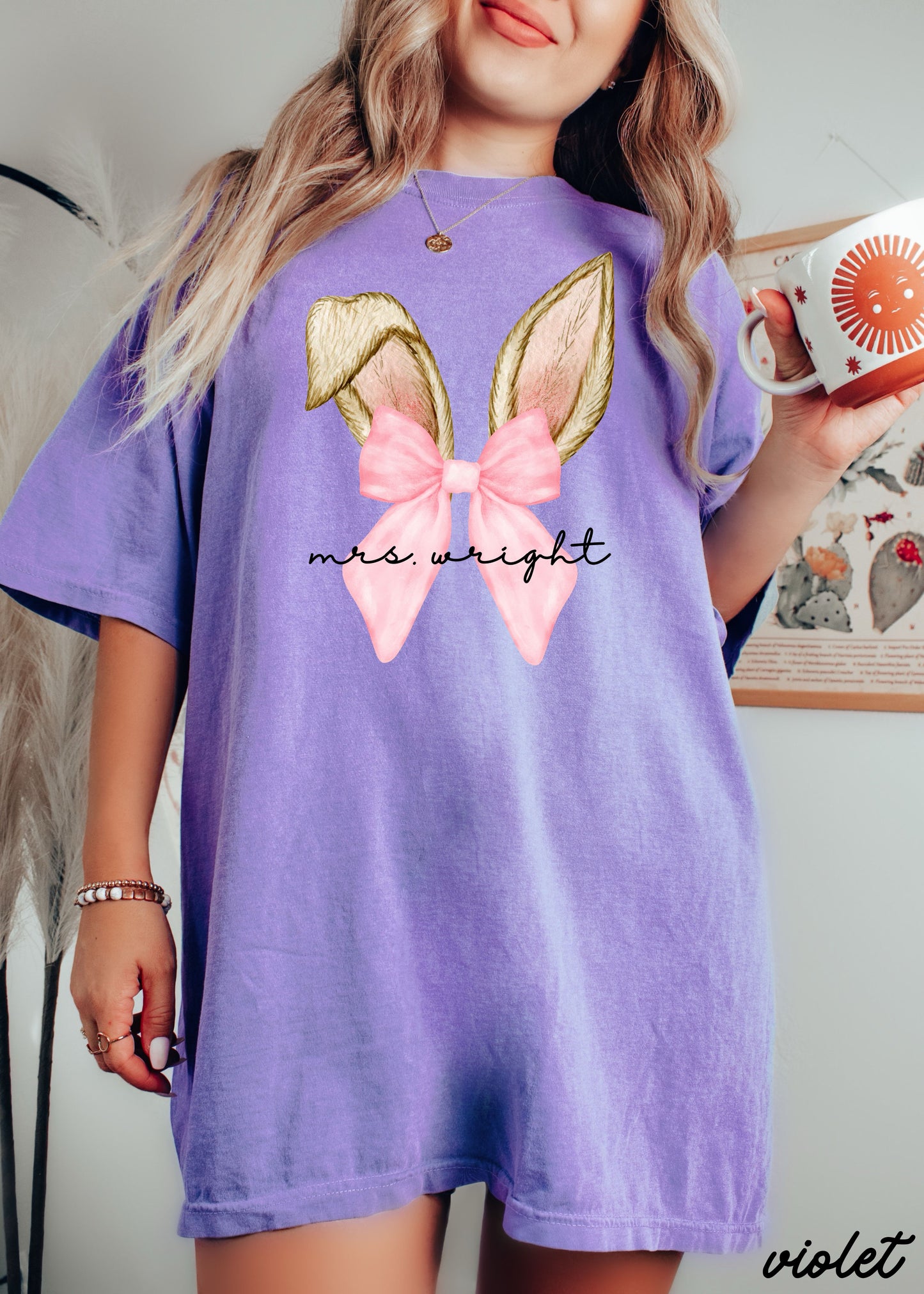 Personalized Coquette Bunny Ears Comfort Colors Tee *10 Colors (S-3X)