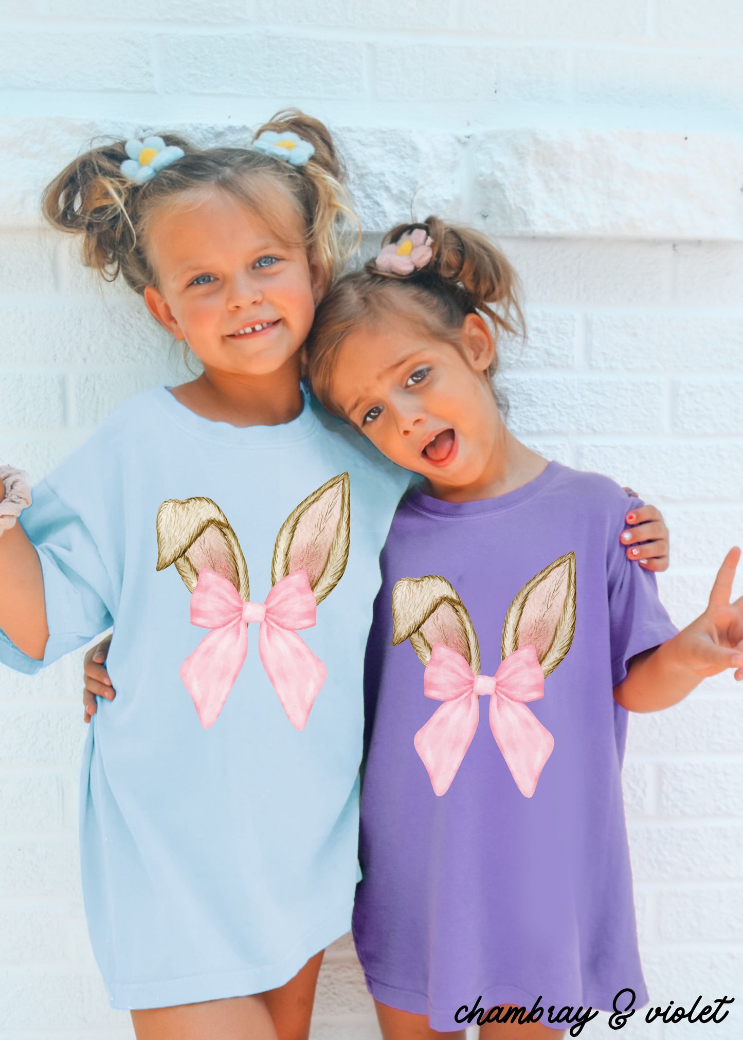 No Name YOUTH Coquette Bunny Ears Comfort Colors Tee *6 Colors (S-3X)