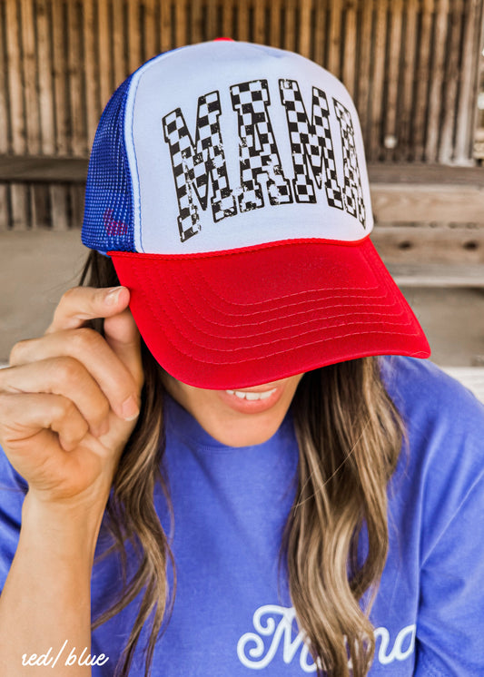 Checkered Mama Outline Trucker Hat *9 COLORS