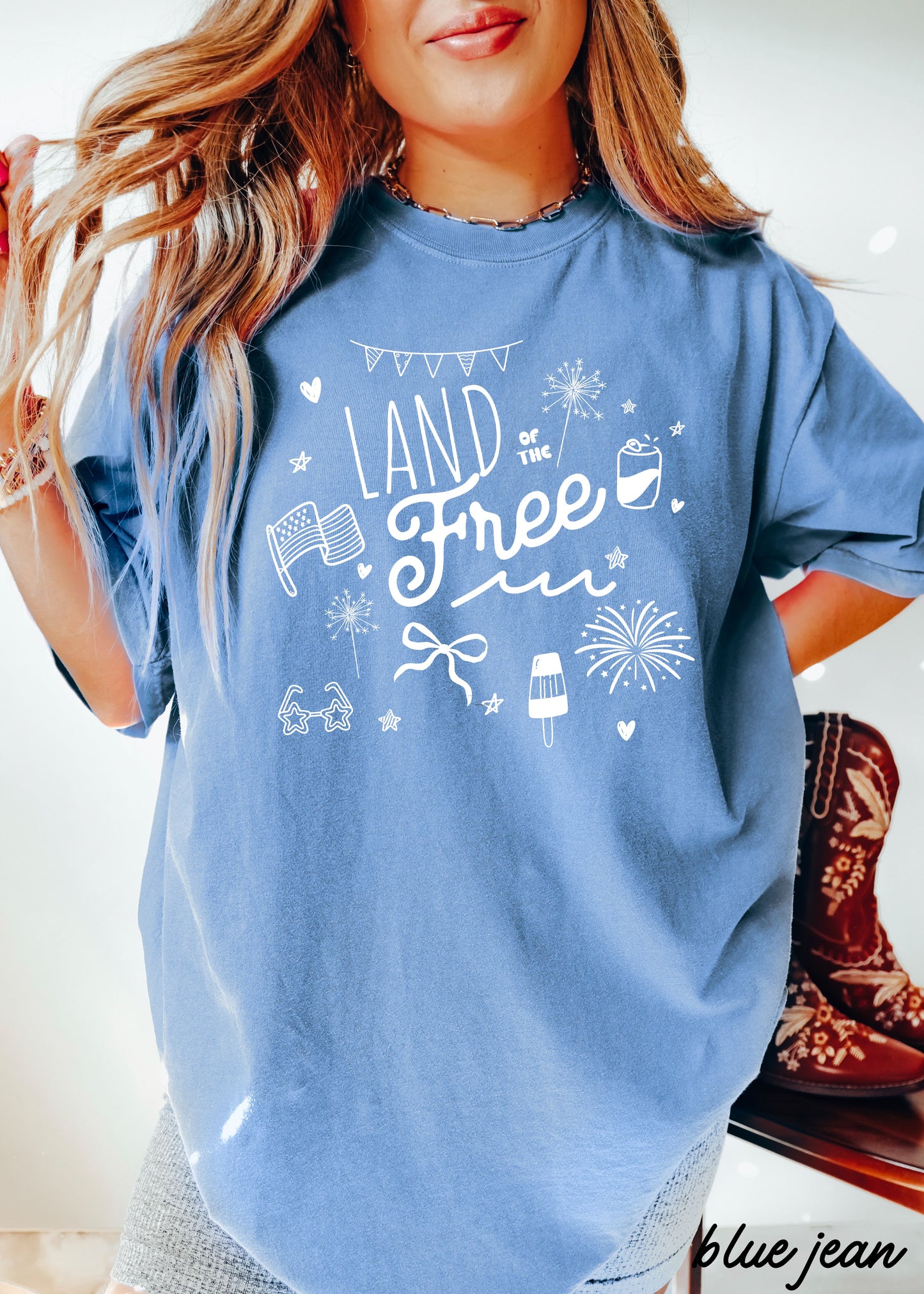 Land of the Free Doodle Tee *8 Colors (S-3X)