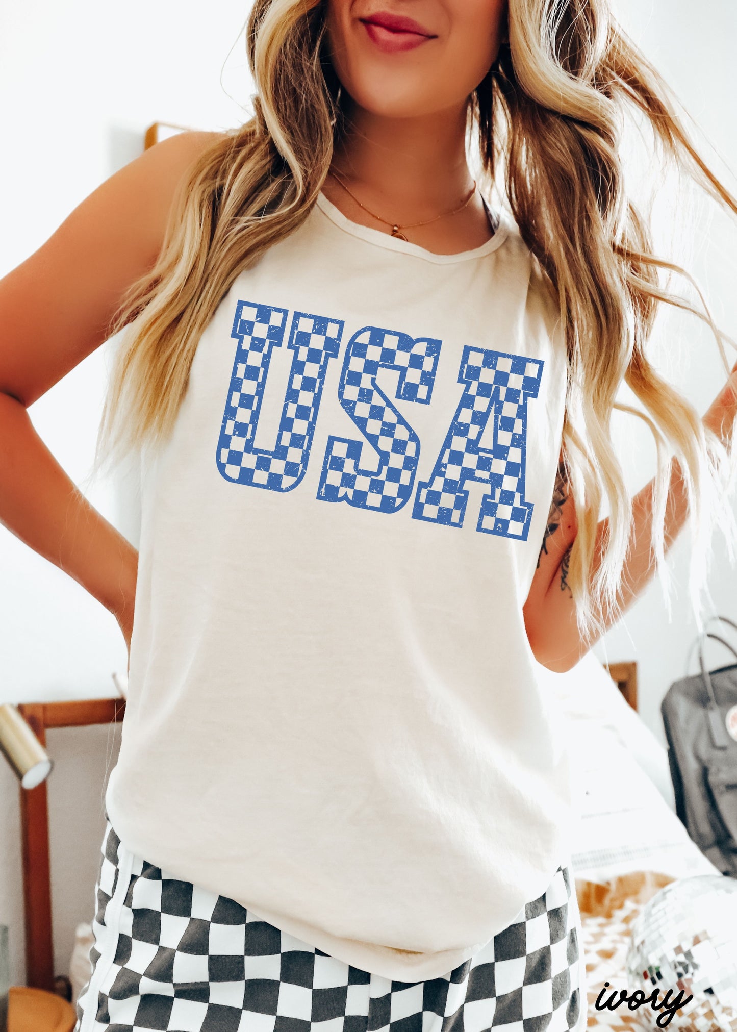 Checkered USA Tank *4 Colors (S-3X)