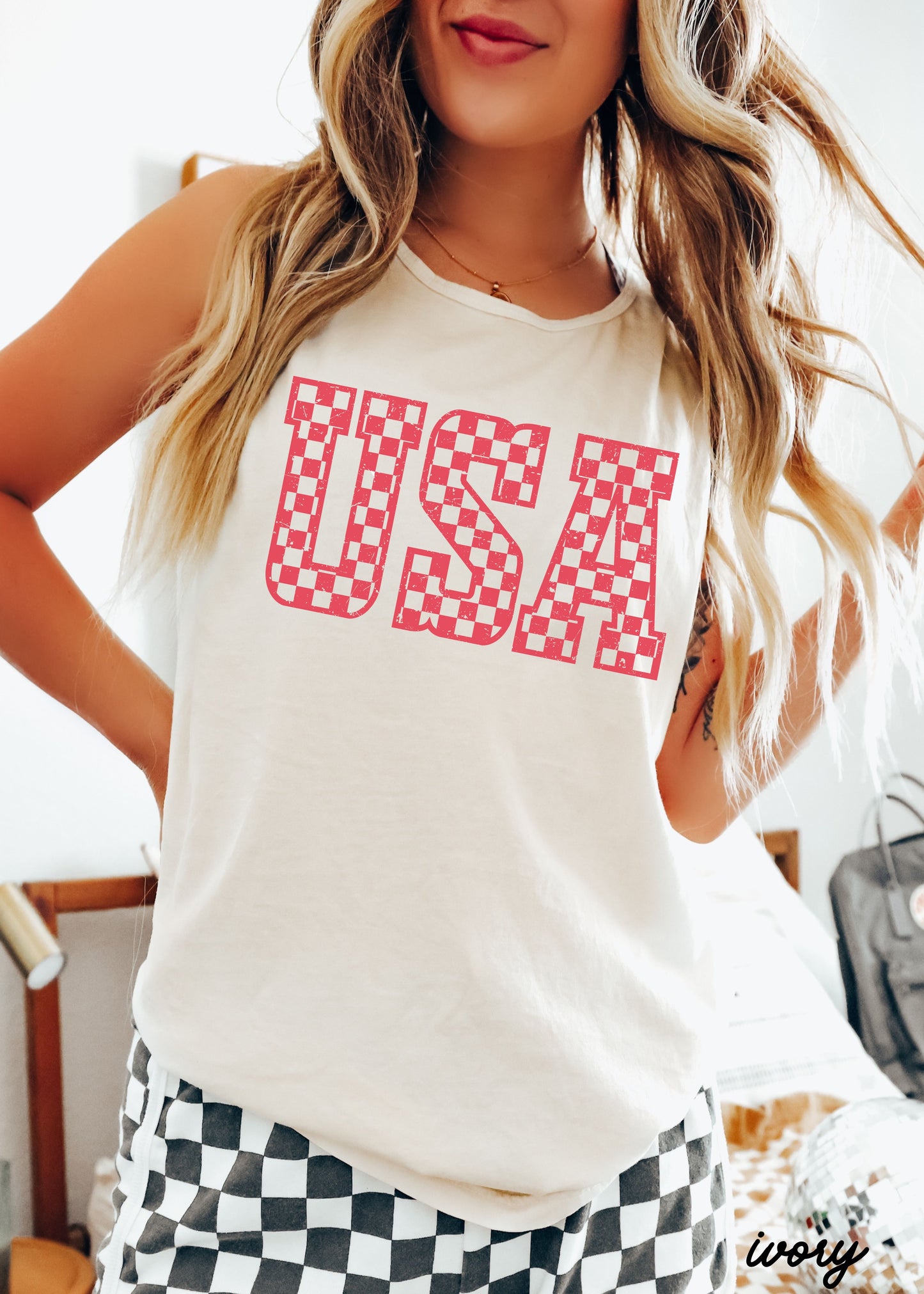Checkered USA Tank *4 Colors (S-3X)
