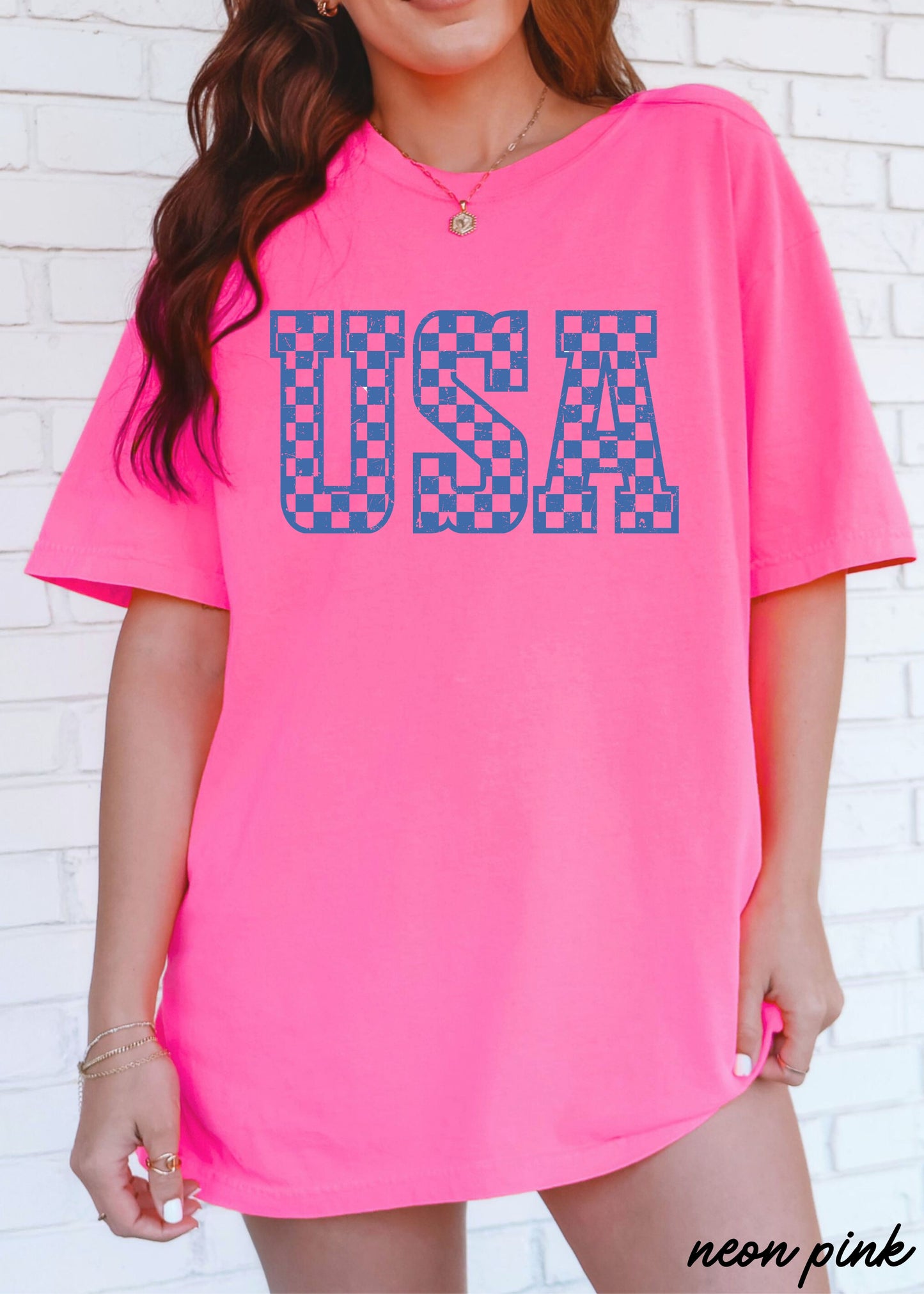 Checkered USA Tee *12 Colors (S-3X)