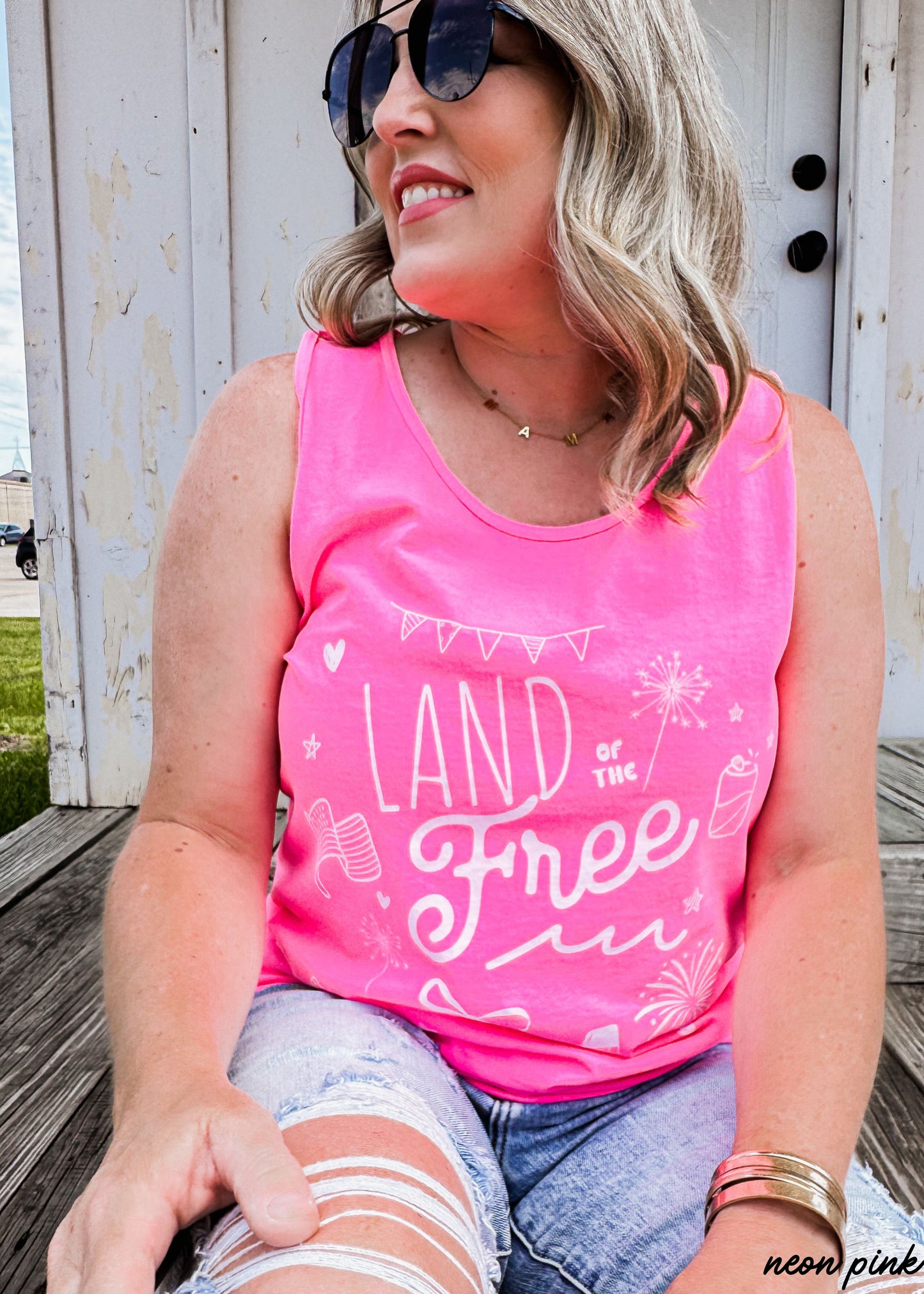 Land of the Free Doodle Tank *3 Colors (S-3X)