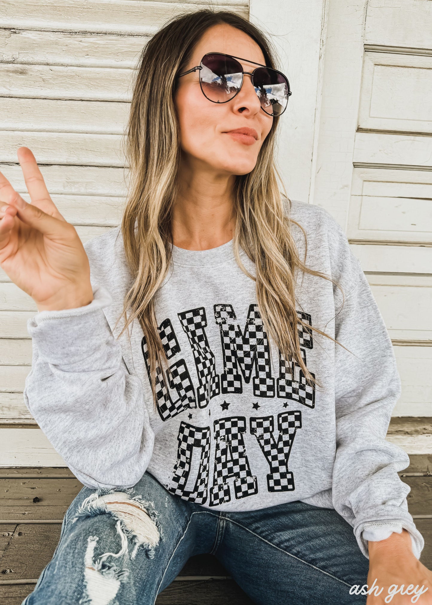 Game Day Checkered Sweatshirt *6 Colors (S-3X)