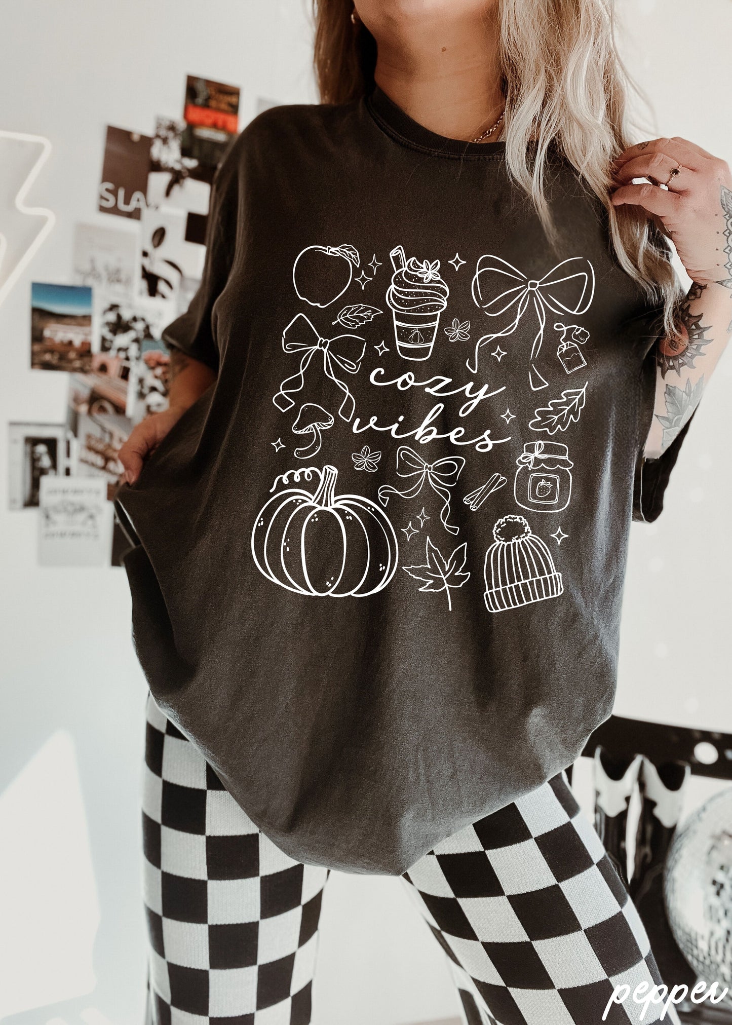 Cozy Vibes Doodle Tee *6 Colors (S-3X)