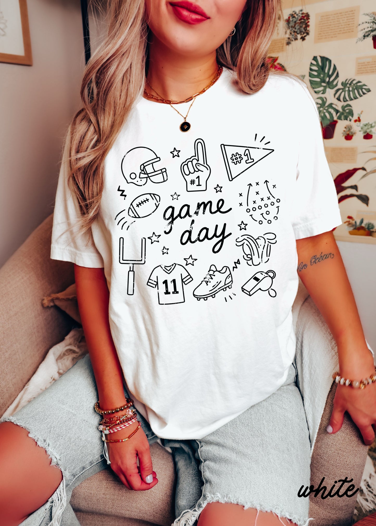 Football Game Day Doodle Tee *21 Colors (S-3X)