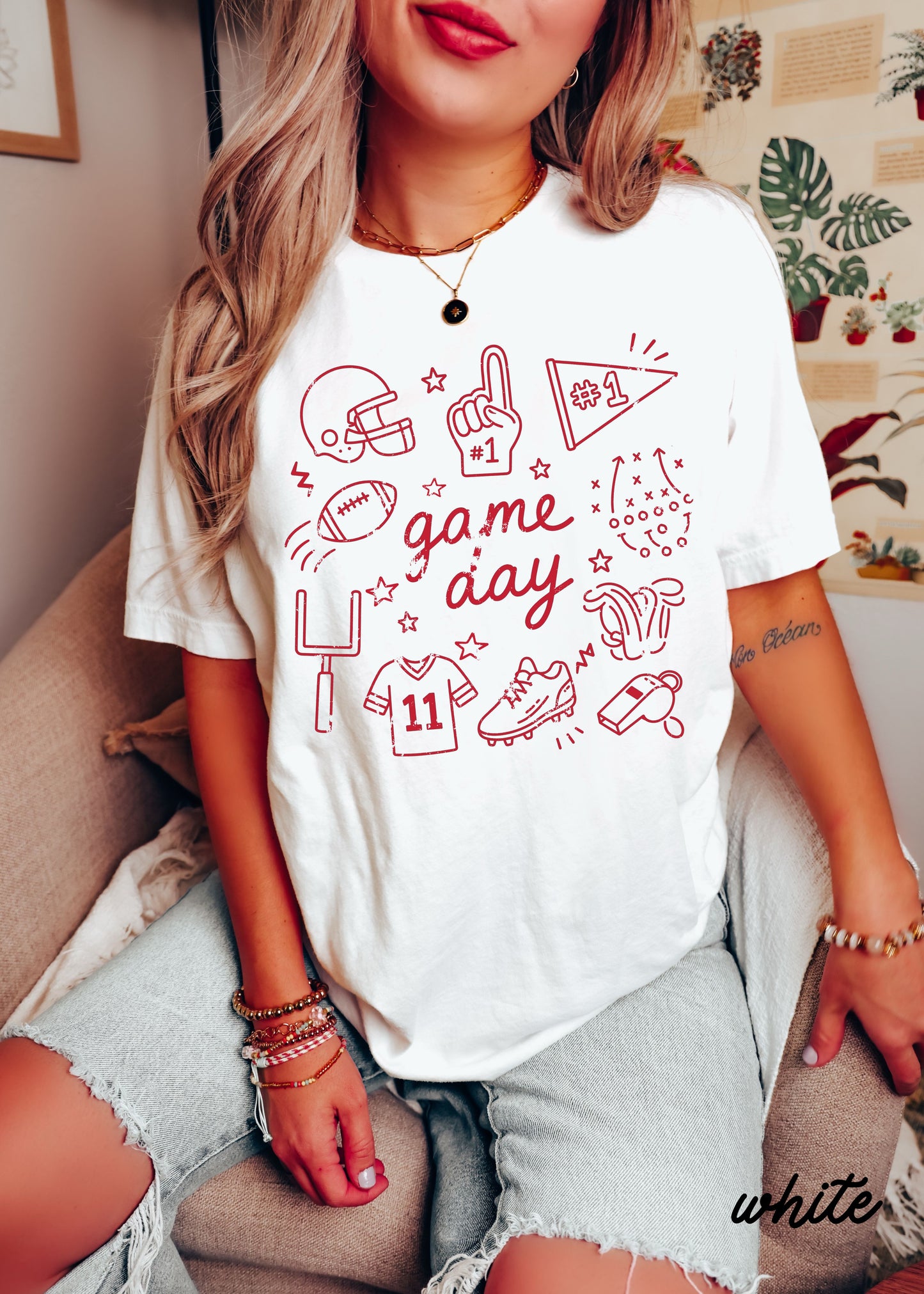 Football Game Day Doodle Tee *21 Colors (S-3X)
