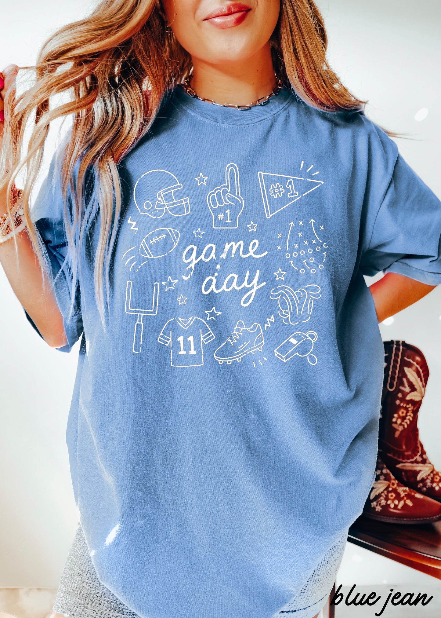 Football Game Day Doodle Tee *21 Colors (S-3X)