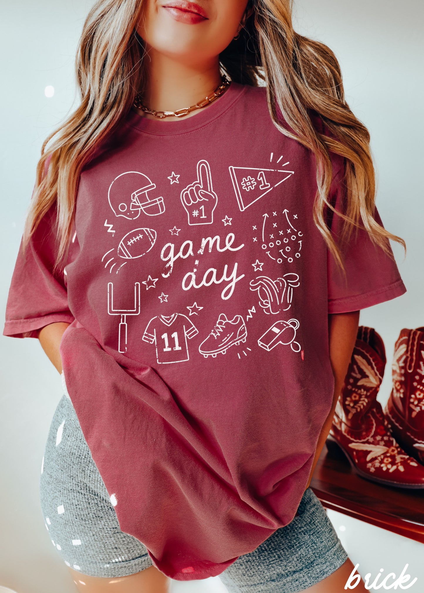 Football Game Day Doodle Tee *21 Colors (S-3X)