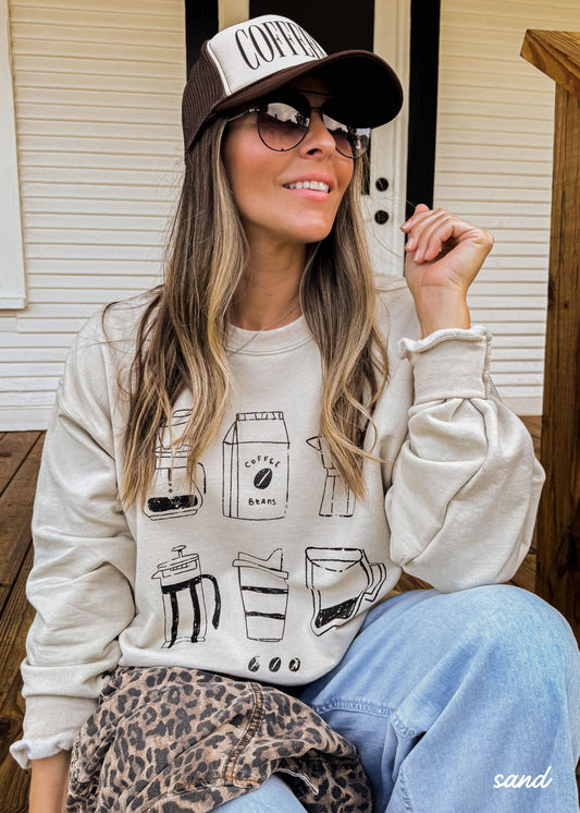 Coffee Beans Sweatshirt *7 Colors (S-3X)