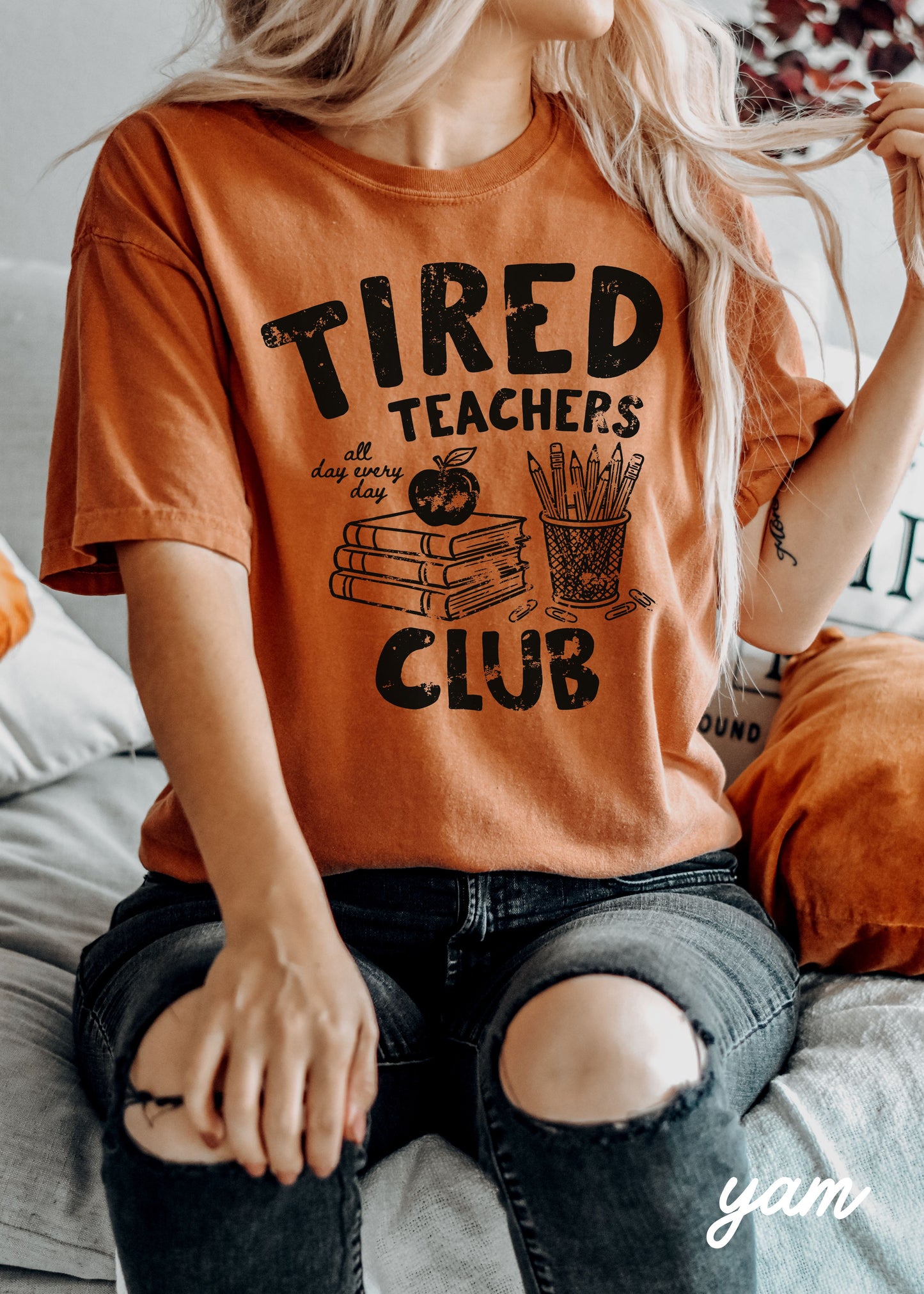 Tired Teacher Club Tee *21 Colors (S-3X)