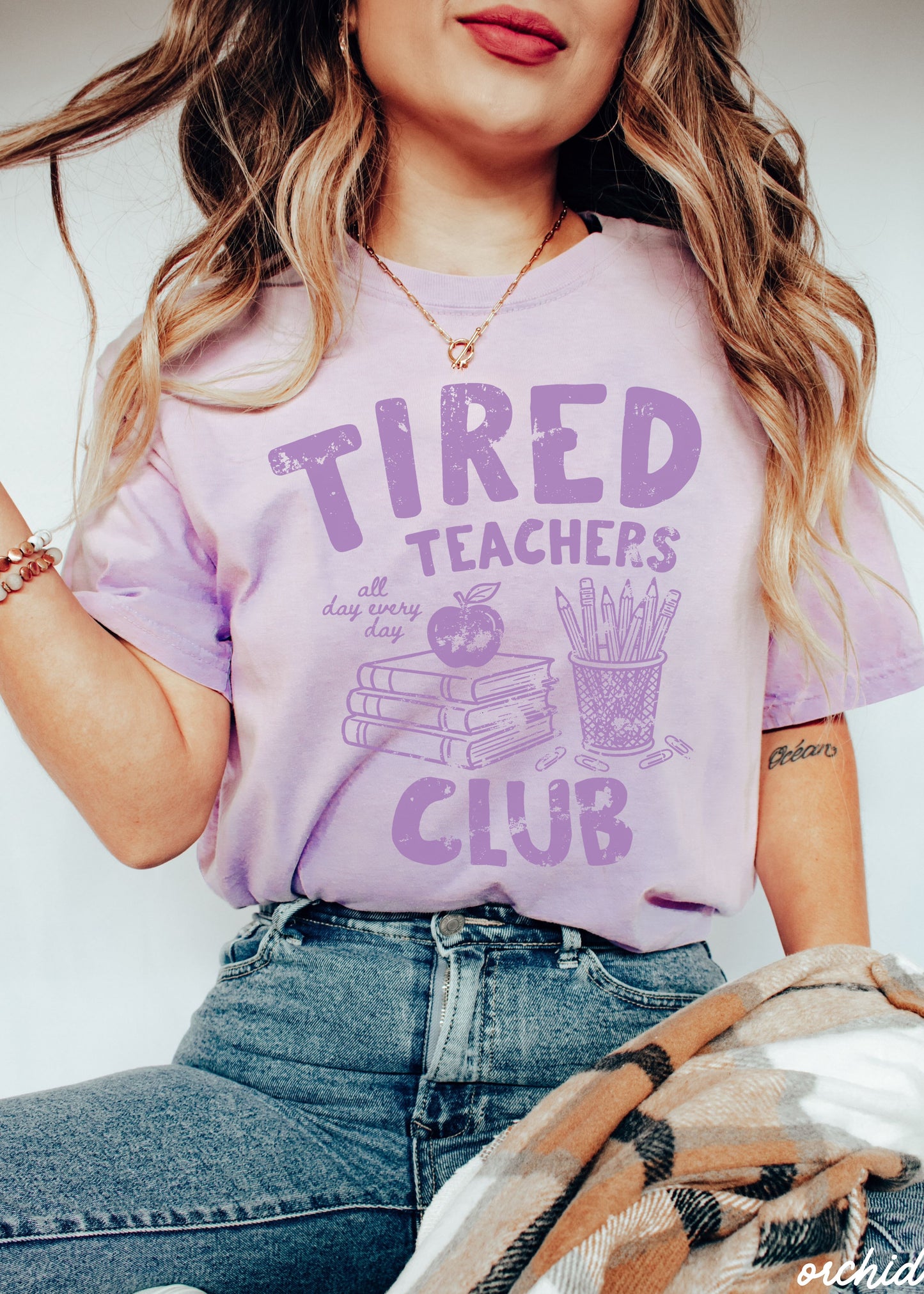 Tired Teacher Club Tee *21 Colors (S-3X)