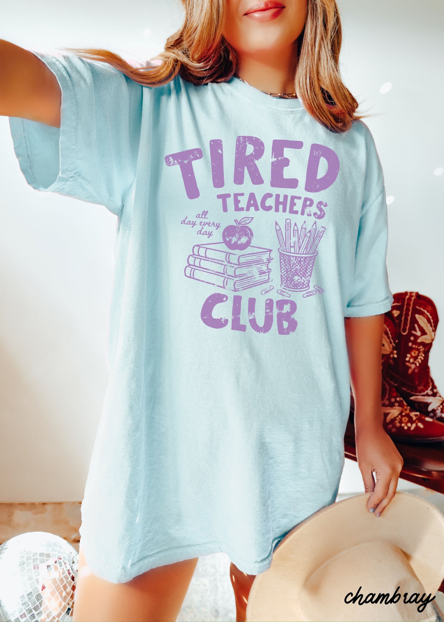Tired Teacher Club Tee *21 Colors (S-3X)