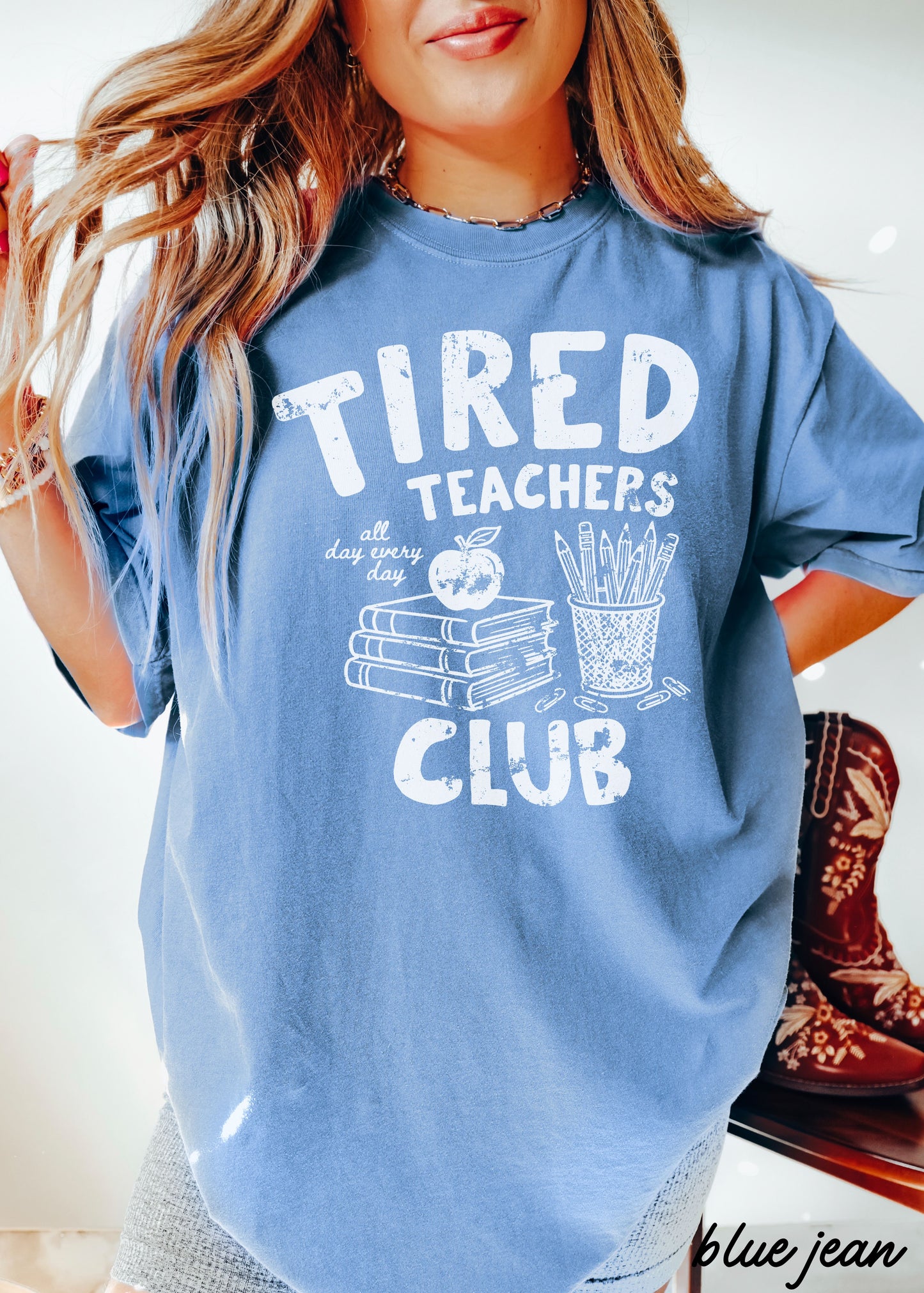 Tired Teacher Club Tee *21 Colors (S-3X)