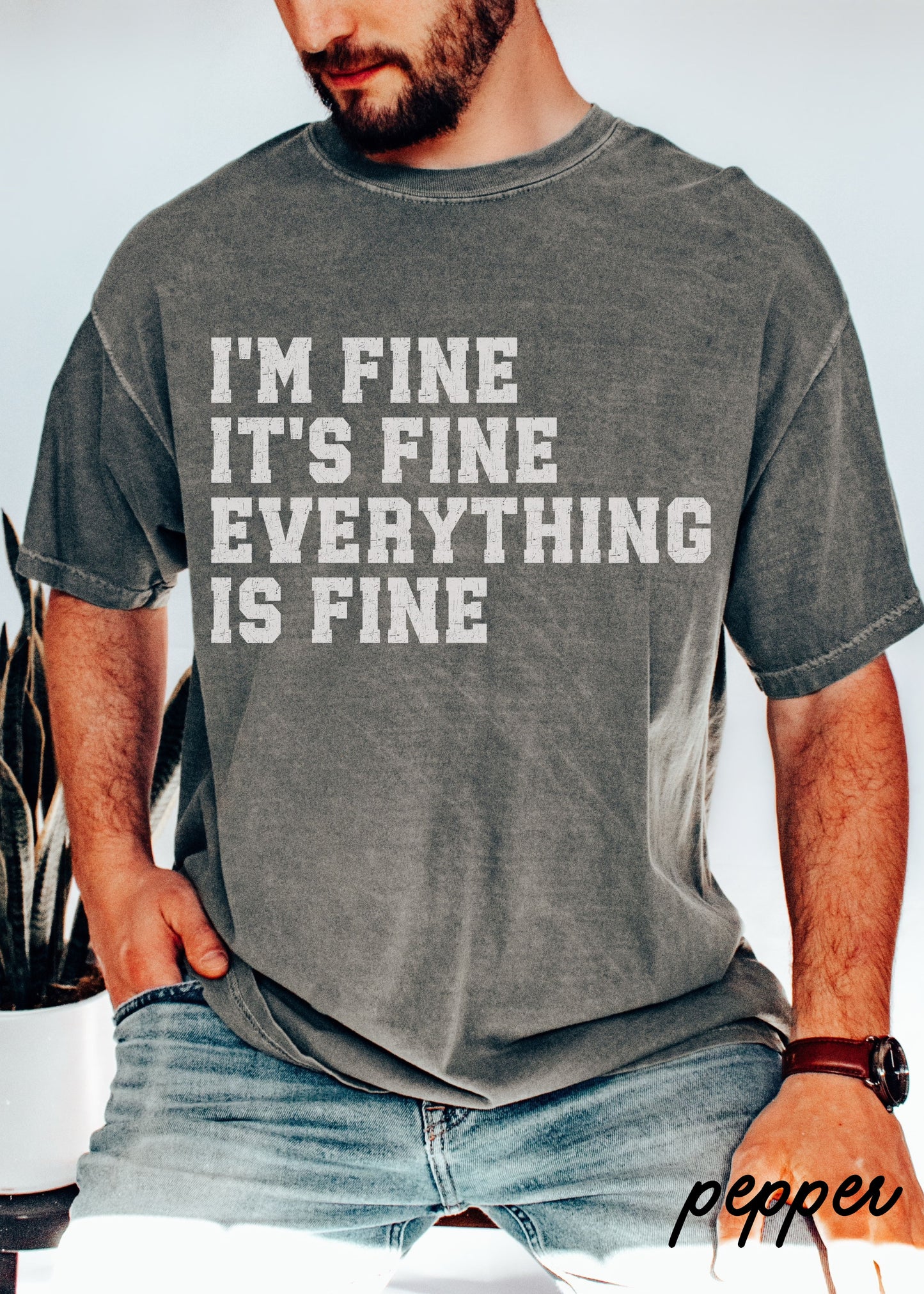 *Men's Comfort Colors Everything is Fine University Tee *4 Colors (S-4X)