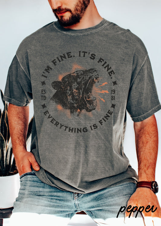 *Men's Comfort Colors Everything is Fine Cheetah Tee *5 Colors (S-4X)