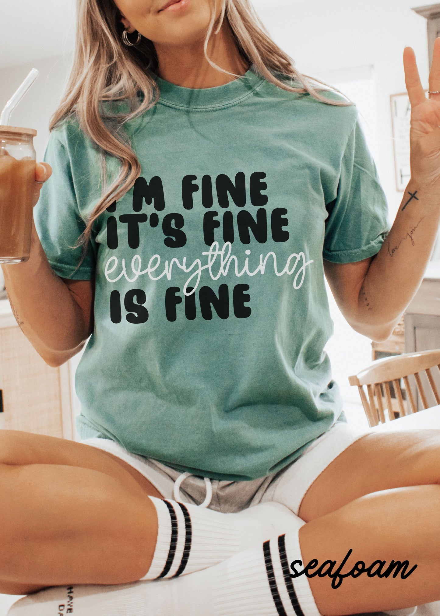 *Comfort Colors Everything is Fine Cursive Tee *7 Colors (S-4X)