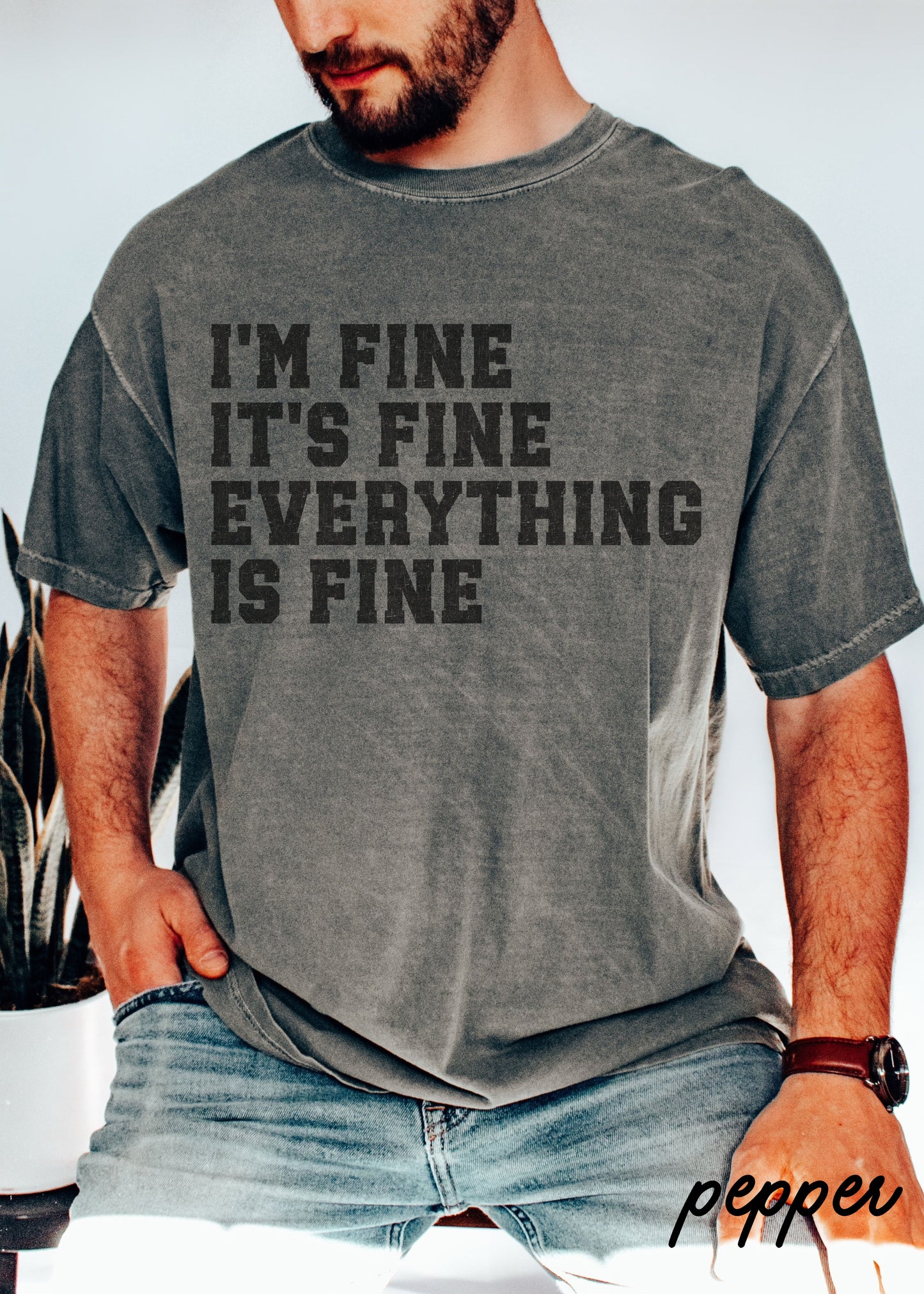 *Men's Comfort Colors Everything is Fine University Tee *4 Colors (S-4X)