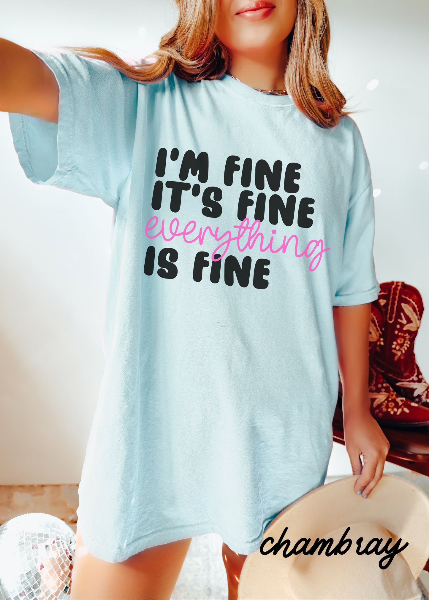 *Comfort Colors Everything is Fine Cursive Tee *7 Colors (S-4X)