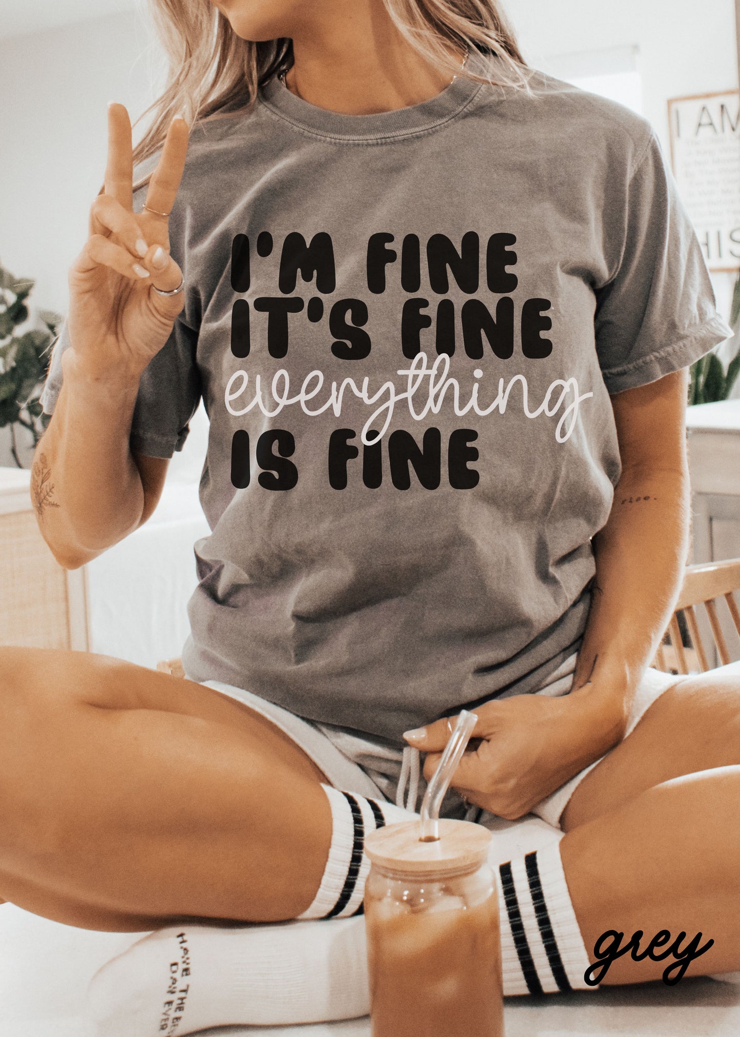 *Comfort Colors Everything is Fine Cursive Tee *7 Colors (S-4X)
