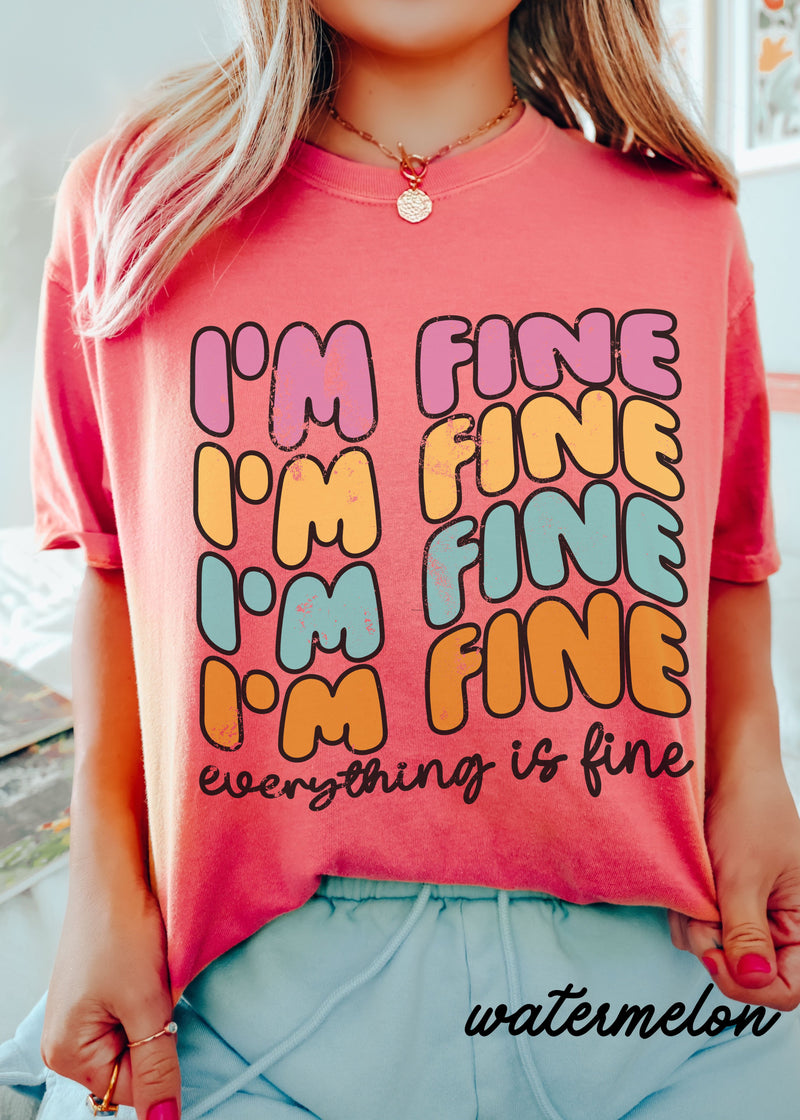 *Comfort Colors Everything is Fine Colorful Tee *6 Colors (S-4X)
